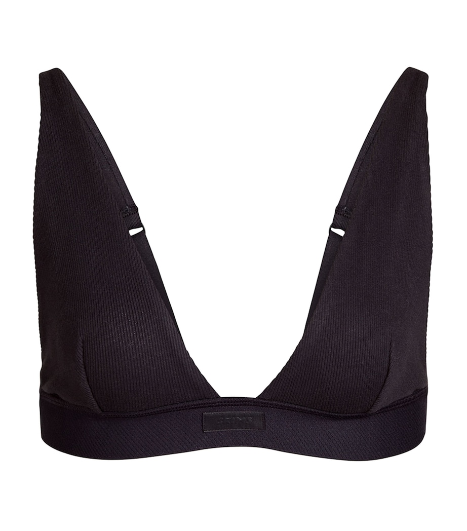 Cotton-Blend Plunge Bralette SOOT Image 1