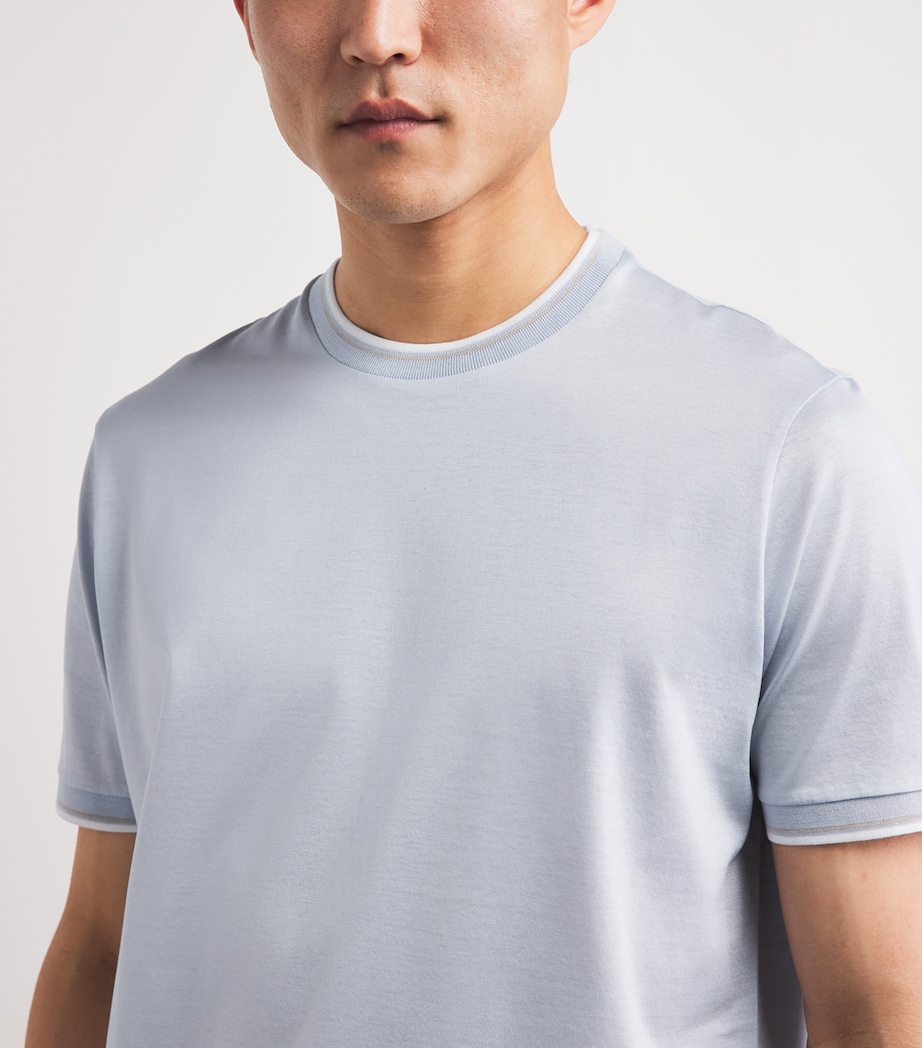 Paul & Shark Mens Mercerised Cotton T-Shirt Light Light Blue Image 3