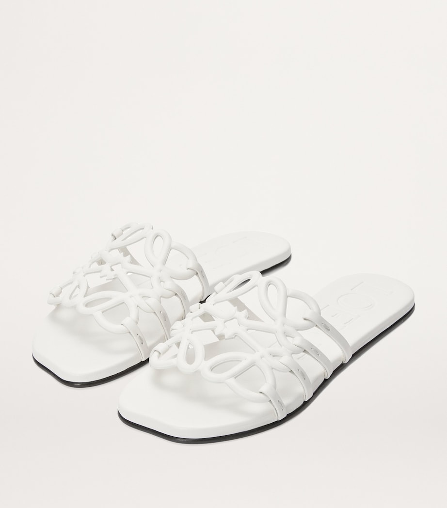 LOEWE Leather Petal Anagram Slides Anthurium White Image 3