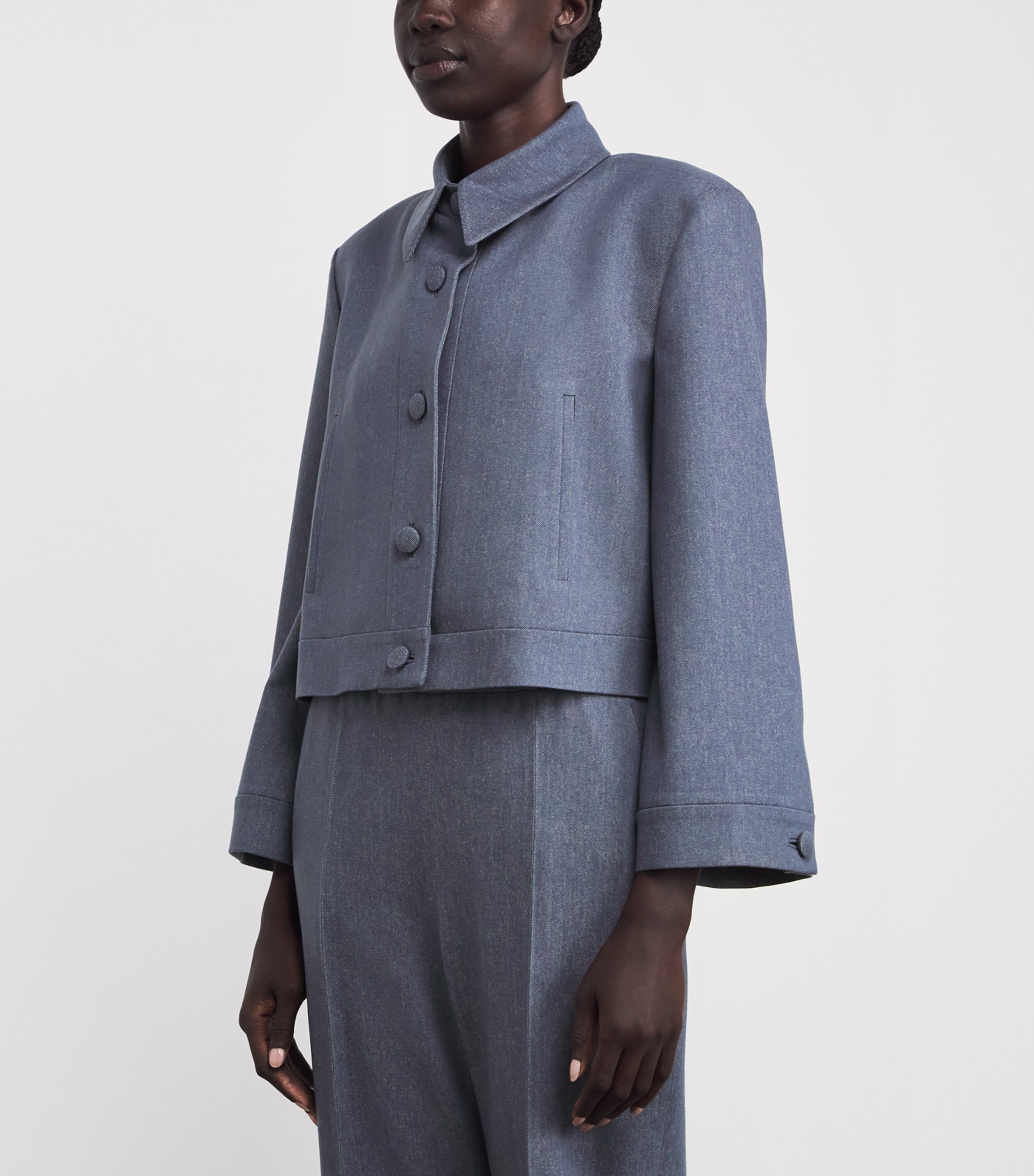 Wool Cropped Blazer JEANS TAUPE Image 3