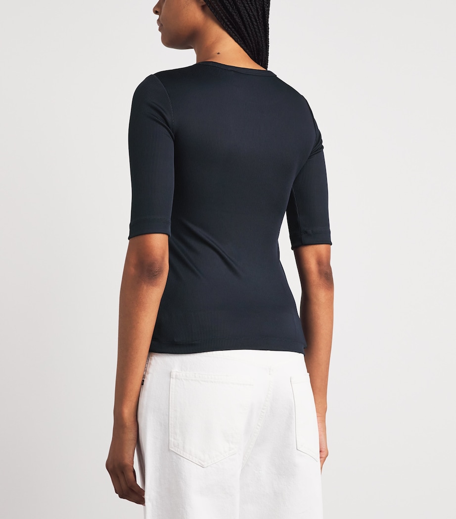 AGOLDE Womens Ribbed Saige T-Shirt Nvy Navy Image 5