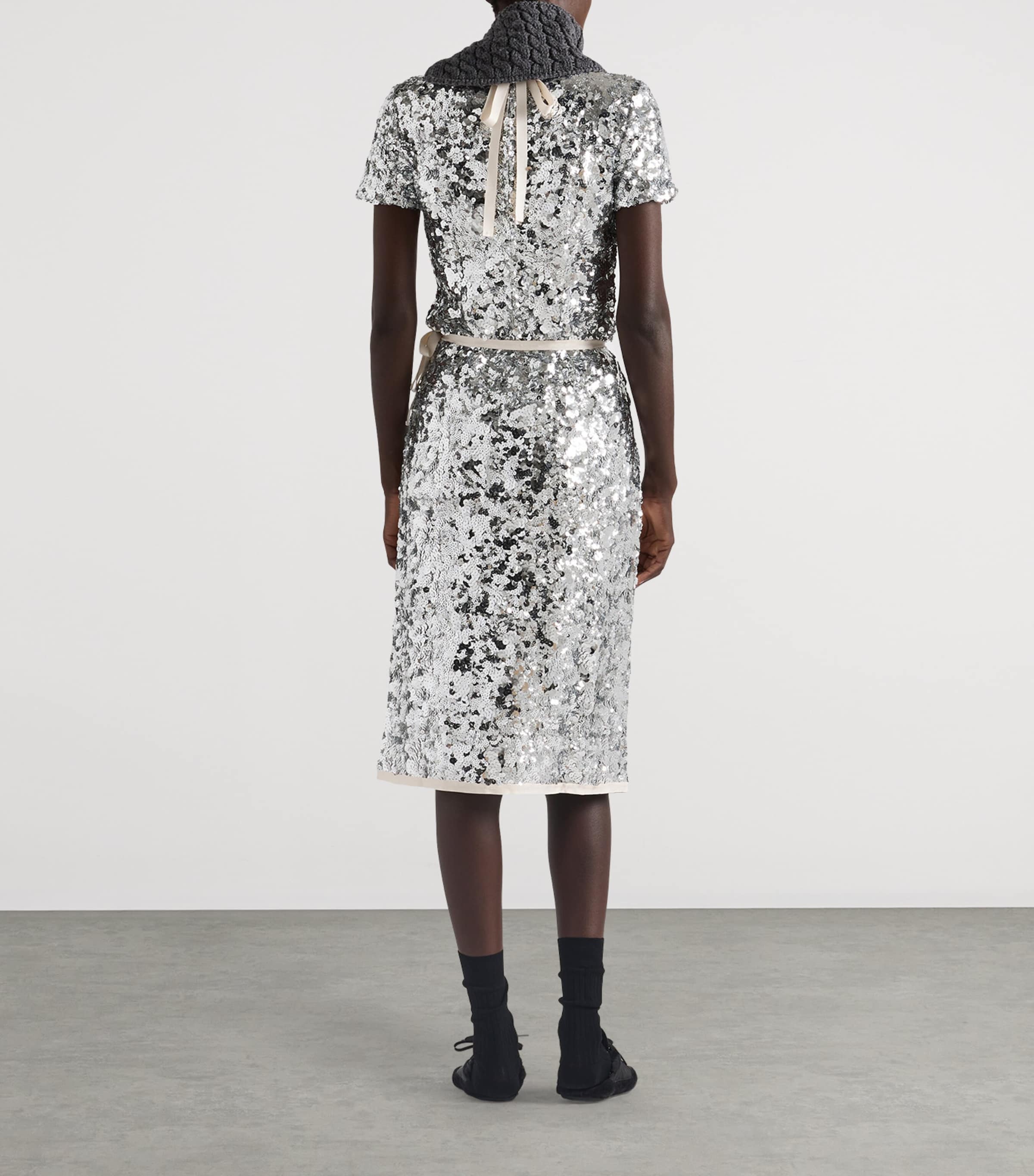 Prada Metallic Embroidered Sequin T-Shirt | Harrods UK