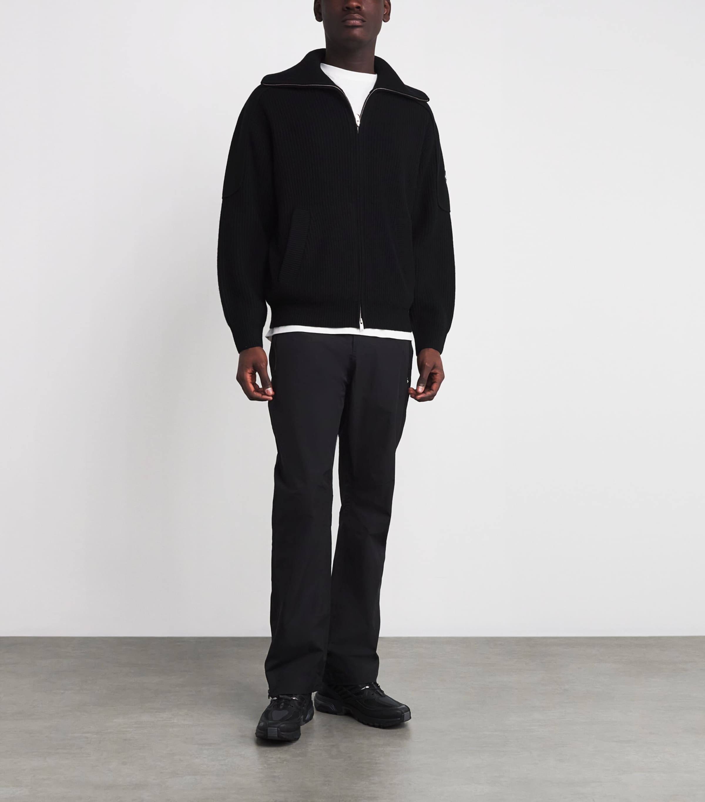 Wool Ribbed Zip-Up Cardigan BLACK - 292 Image 2