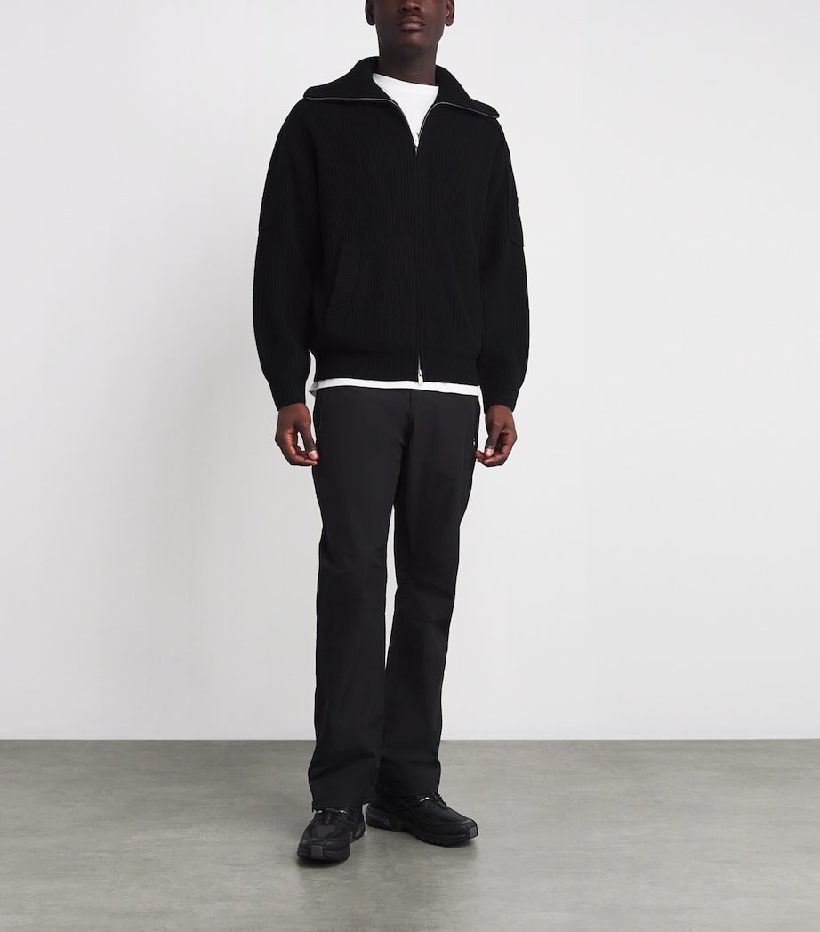 Wool Ribbed Zip-Up Cardigan BLACK - 292 Image 2