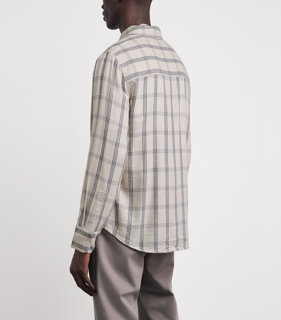 PAIGE Mens Cotton-Blend Check Everett Shirt Blue Stucco Image 5