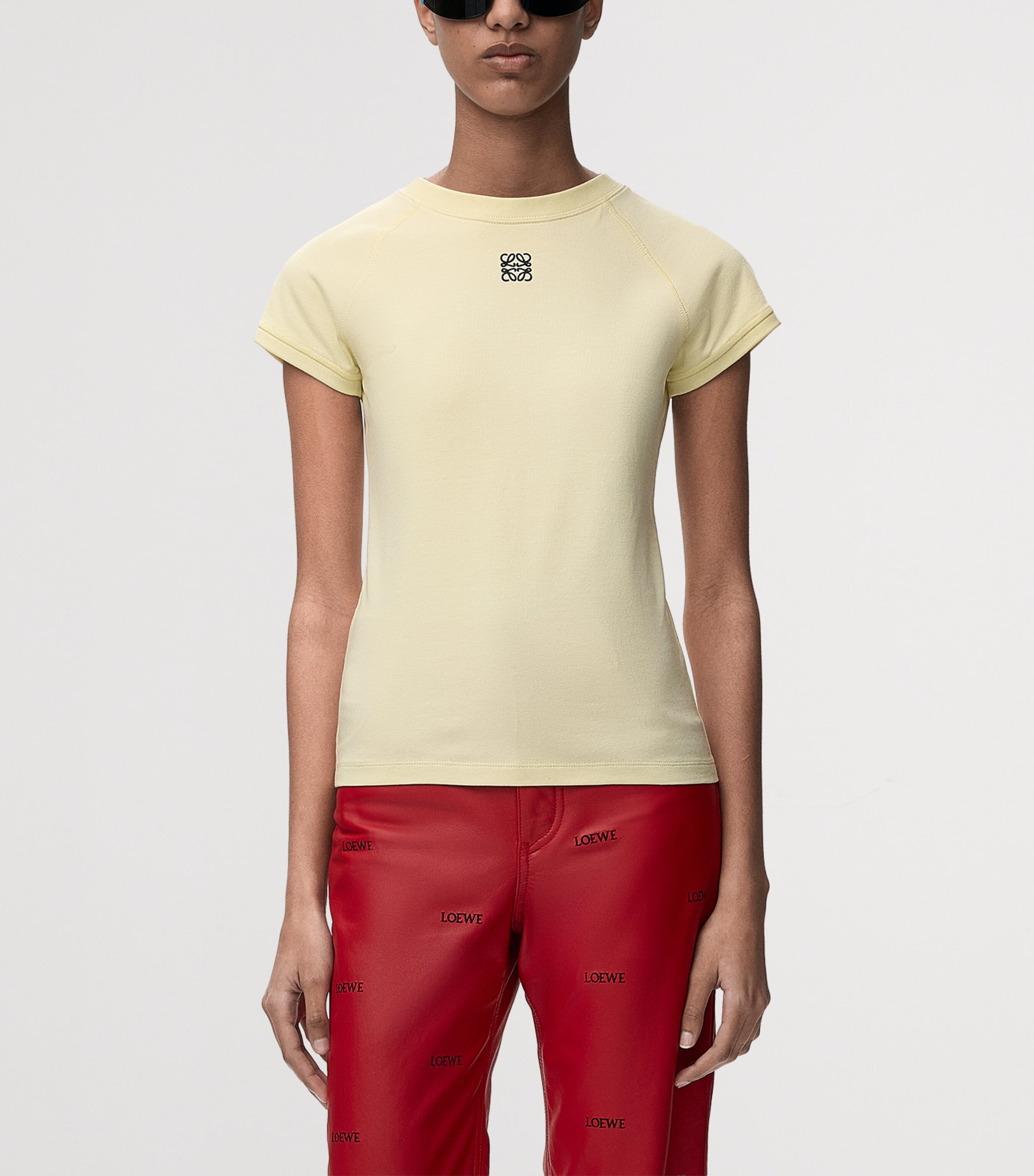 LOEWE Womens Cotton-Blend Baby T-Shirt Light Yellow Image 3