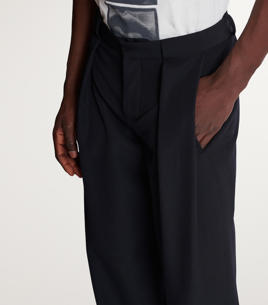 Wool Pleated Straight Trousers 0PA NOIR Image 5