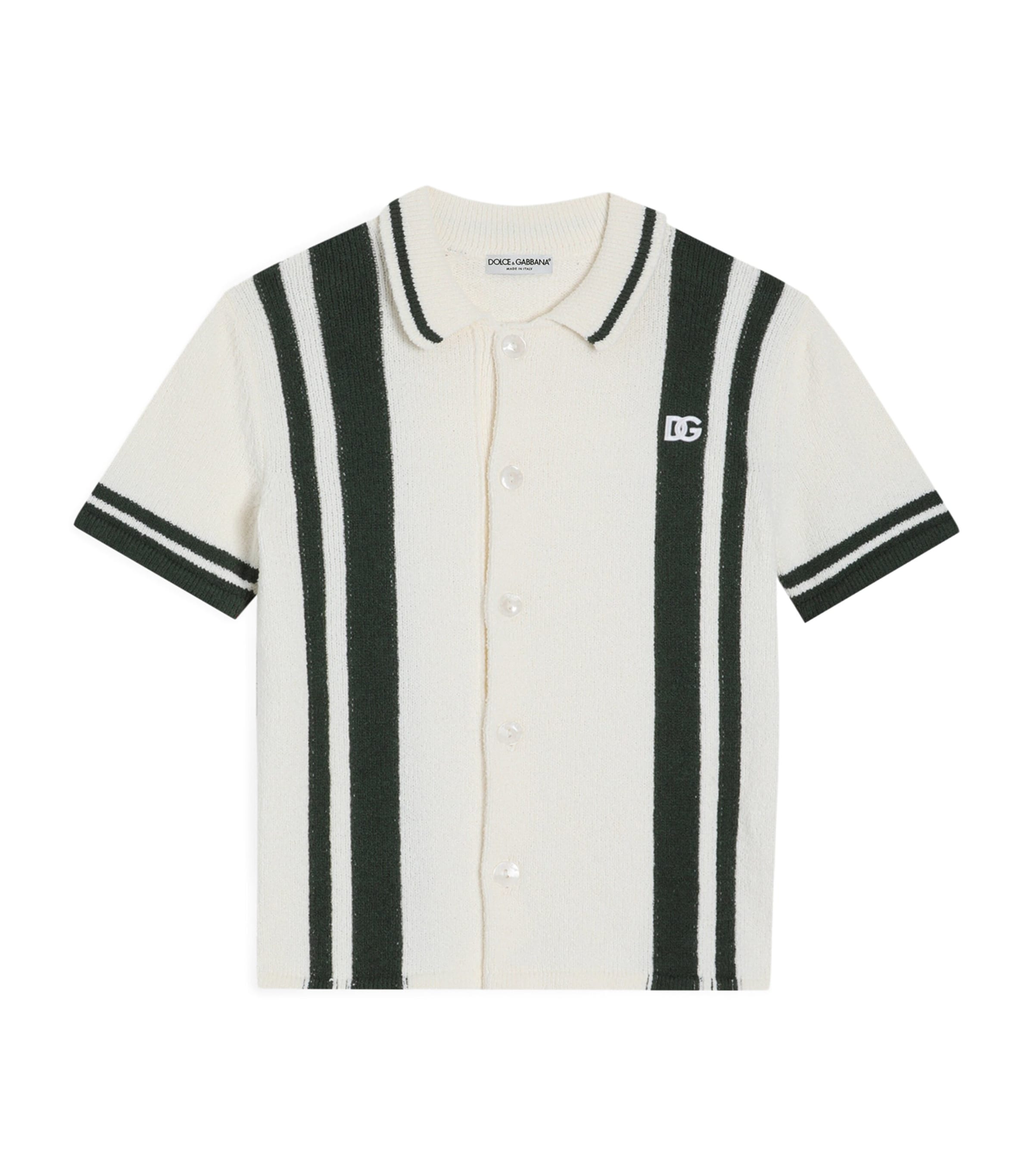 Dolce&Gabbana Kids Knitted Stripe Shirt (8-12+ Years) Panna/verdone Image 1