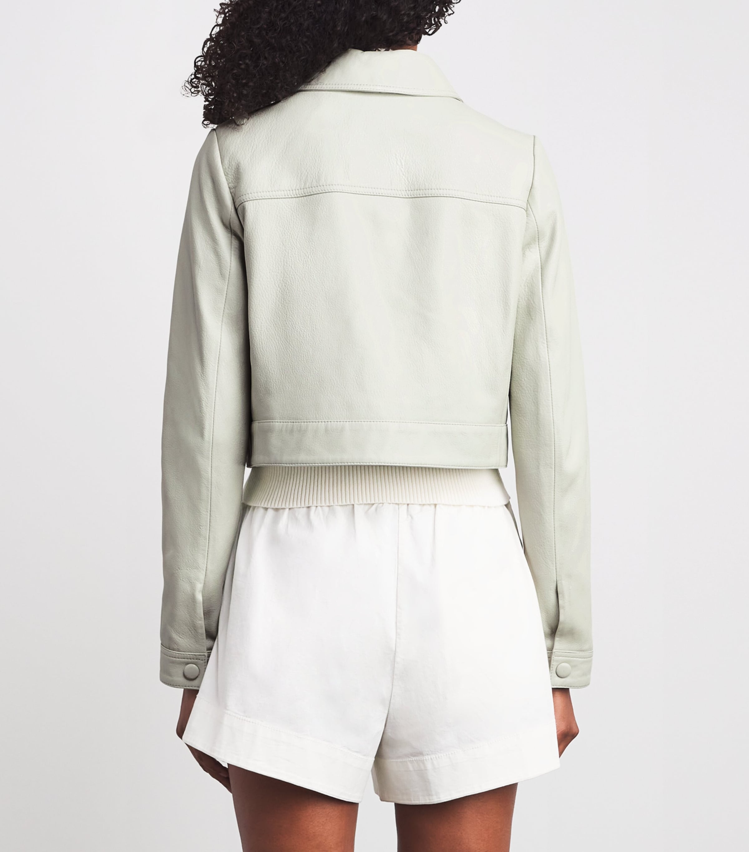 The Button Front Leather Jacket PISTACHIO Image 4