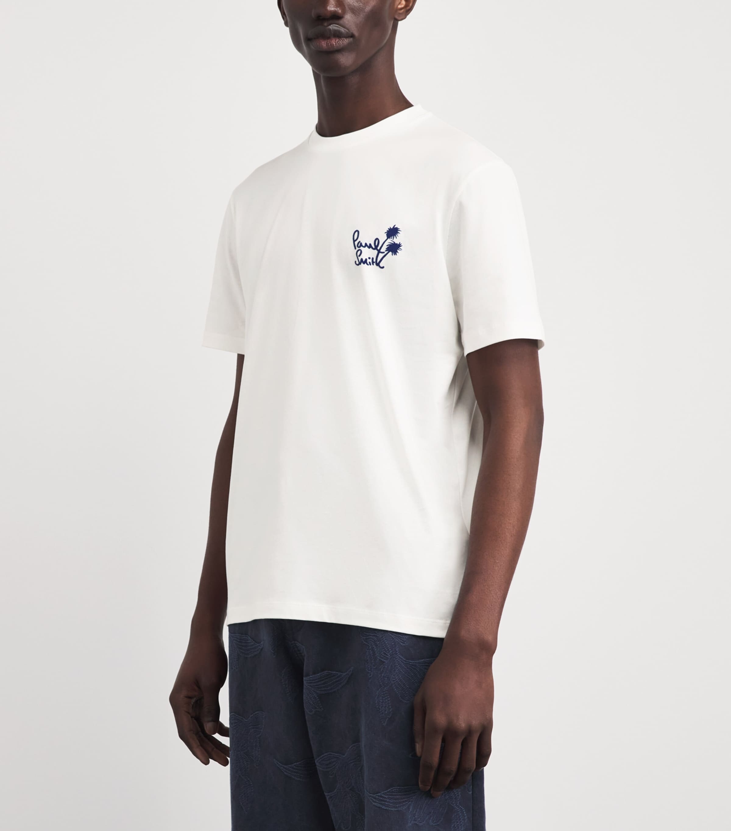 Paul Smith Mens Cotton Embroidered Logo T-Shirt White Image 4