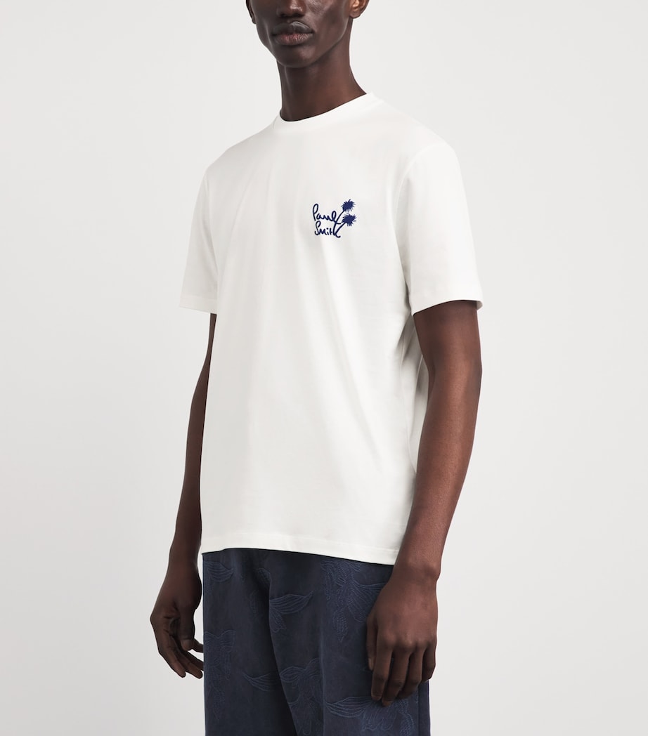 Paul Smith Mens Cotton Embroidered Logo T-Shirt White Image 4