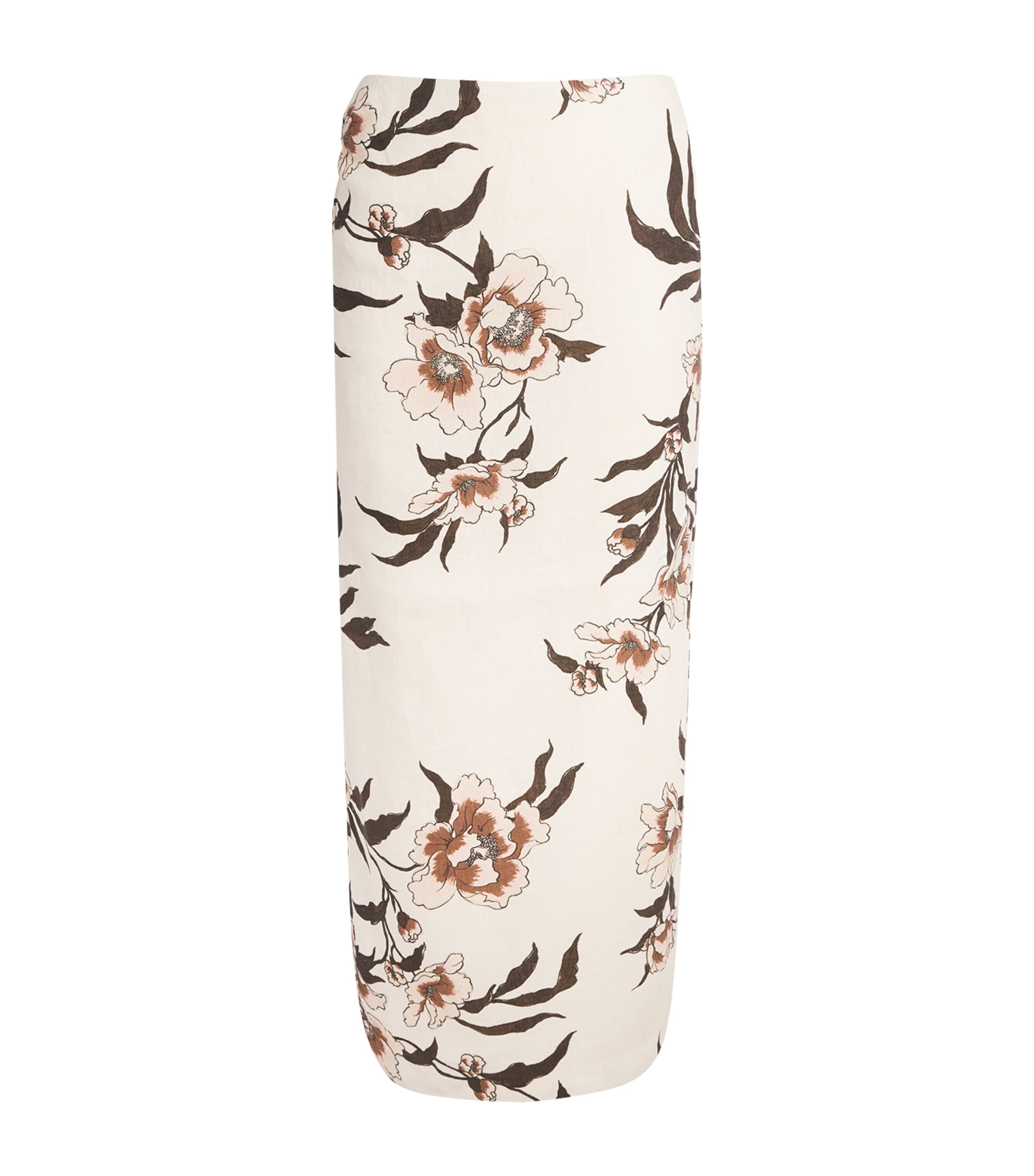 SIR. Womens Linen Peony Asymmetric Maxi Skirt Peony Floral Image 1