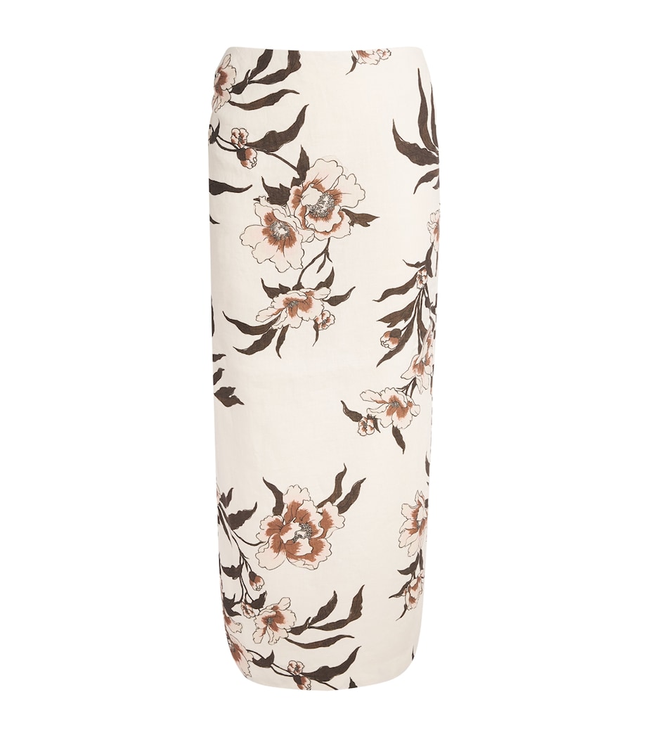 SIR. Womens Linen Peony Asymmetric Maxi Skirt Peony Floral Image 1