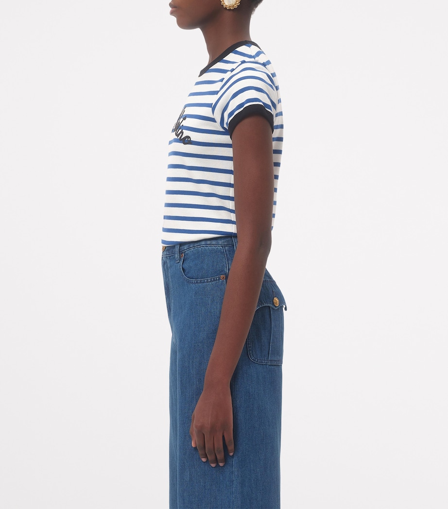 Cotton Stripe Chez Valentino T-Shirt CR1 Image 3