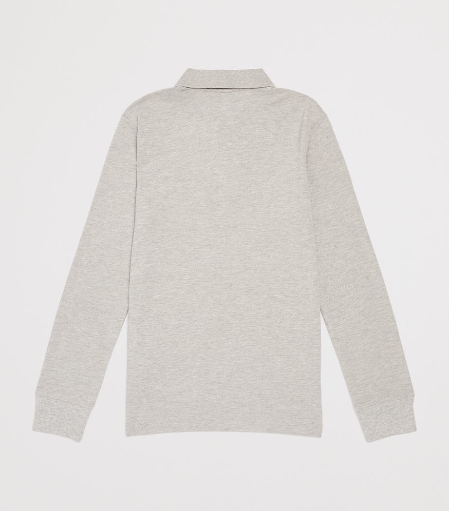 Cotton Polo Pony Polo Shirt (6-14 Years) GREY HTR Image 2