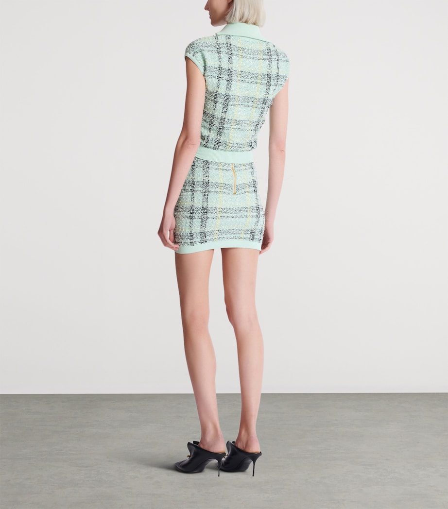 Tweed Embellished Plaid Top ULM VERT/JAUNE/NOIR Image 7