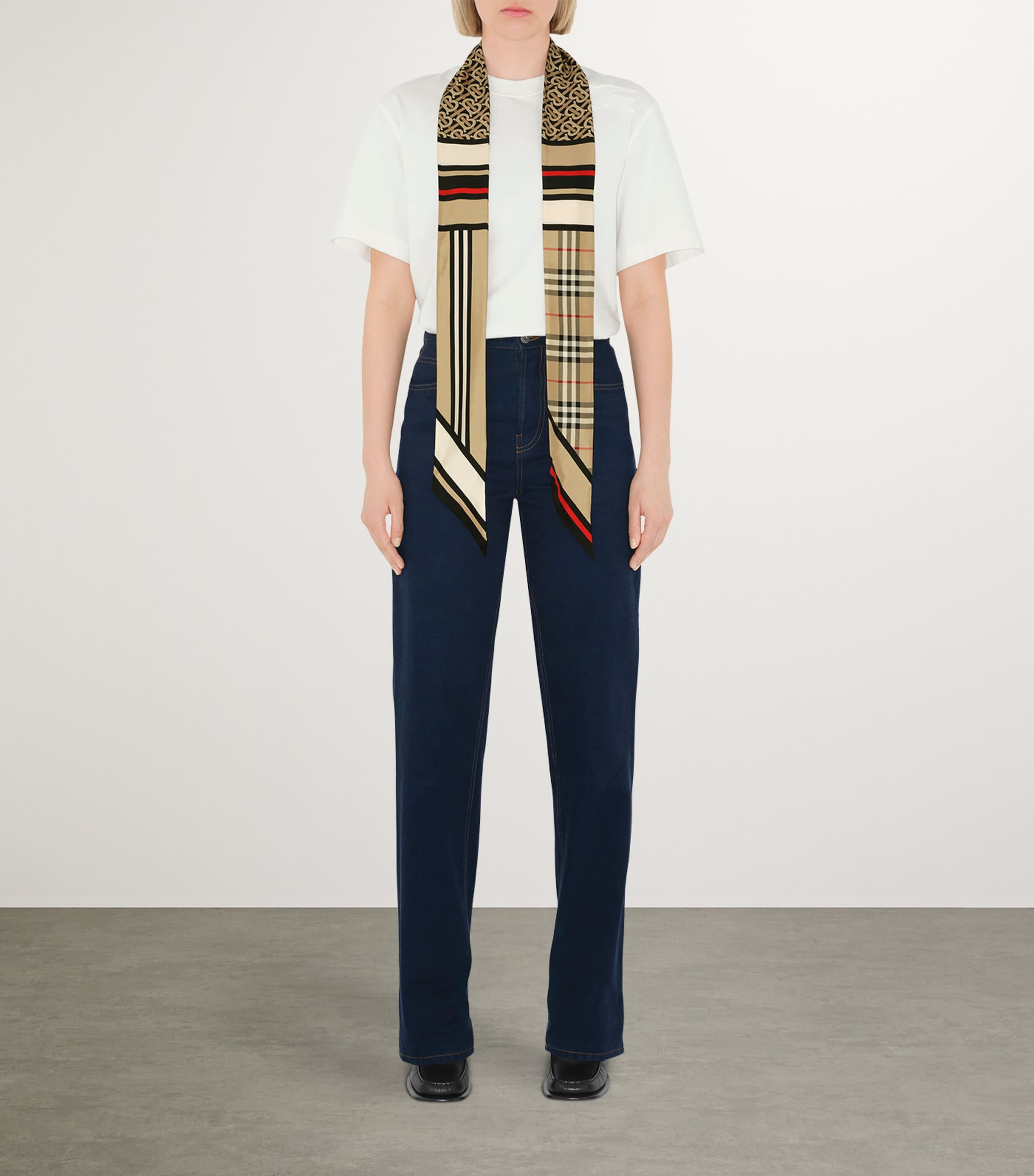 Silk Montage Skinny Scarf ARCHIVE BEIGE Image 3