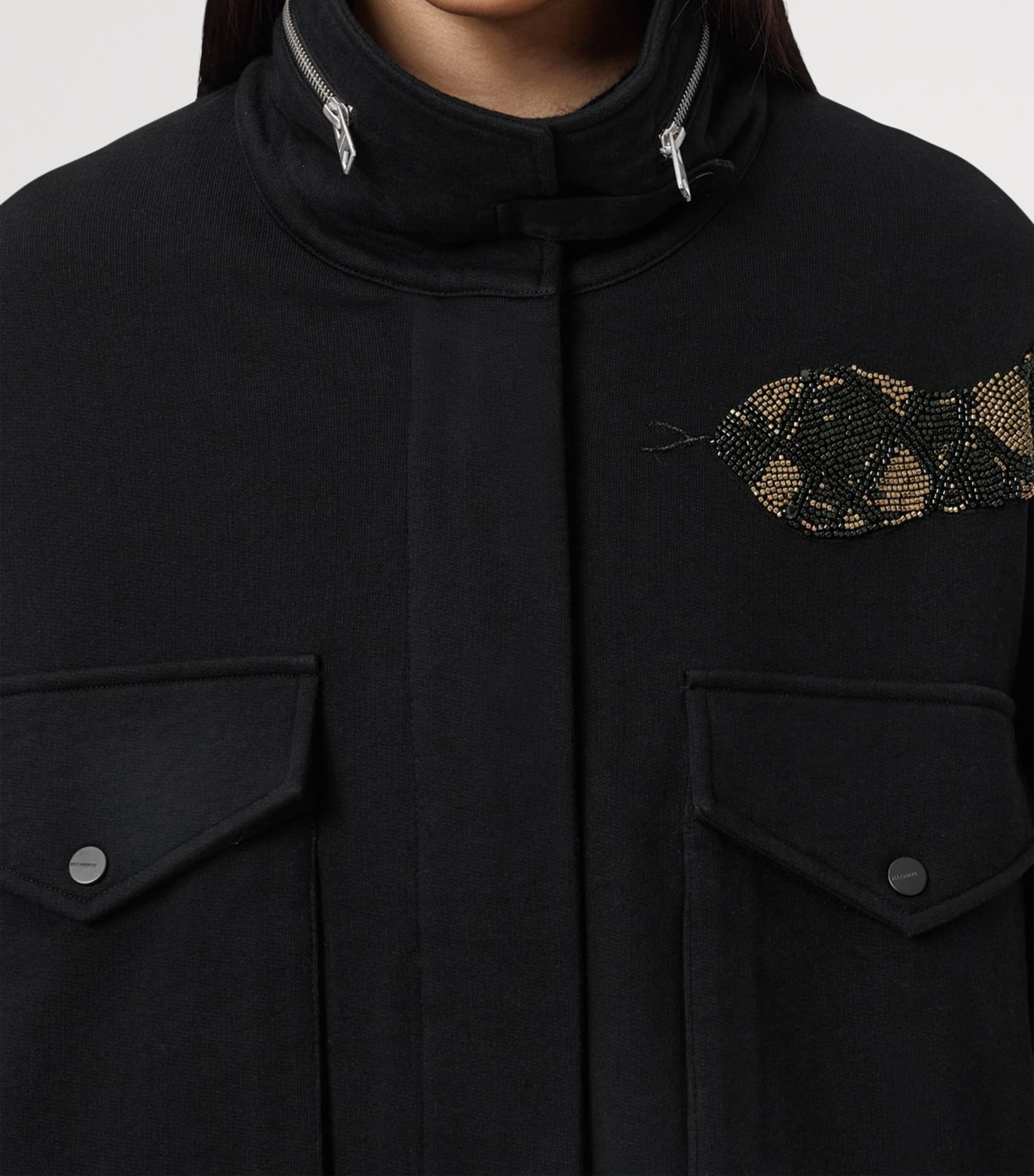 Cotton Ouros Claire Bomber Jacket BLACK Image 5