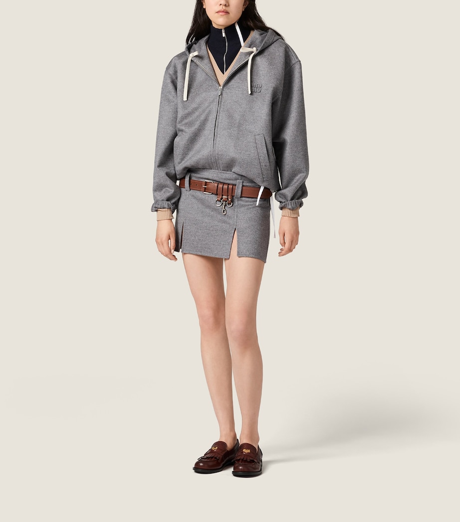Miu Miu Womens Wool-Cashmere Mini Skirt Grey Image 2