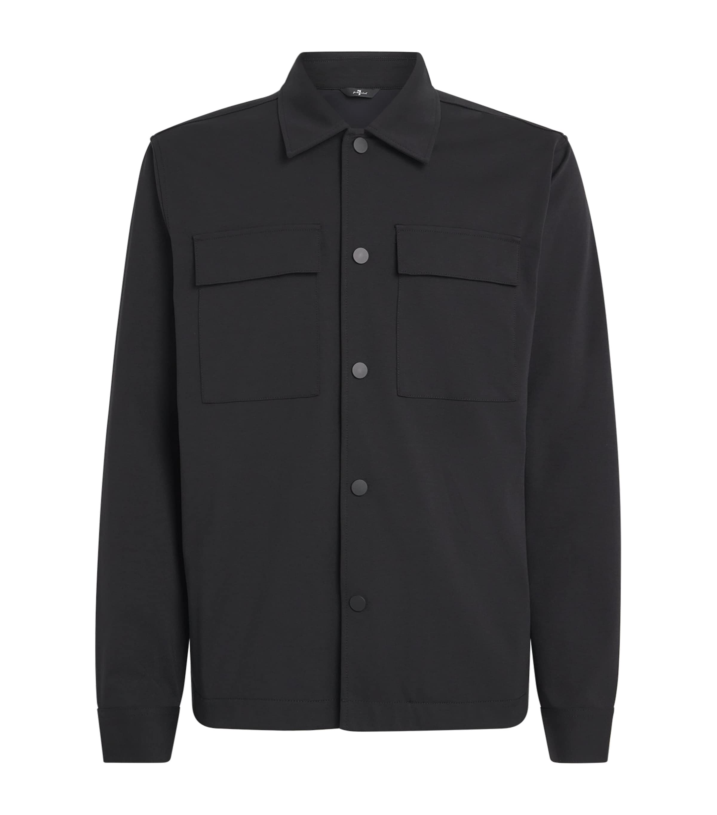 7 For All Mankind Mens Cotton-Blend Luxe Performance Overshirt Double Knit Bla Image 1