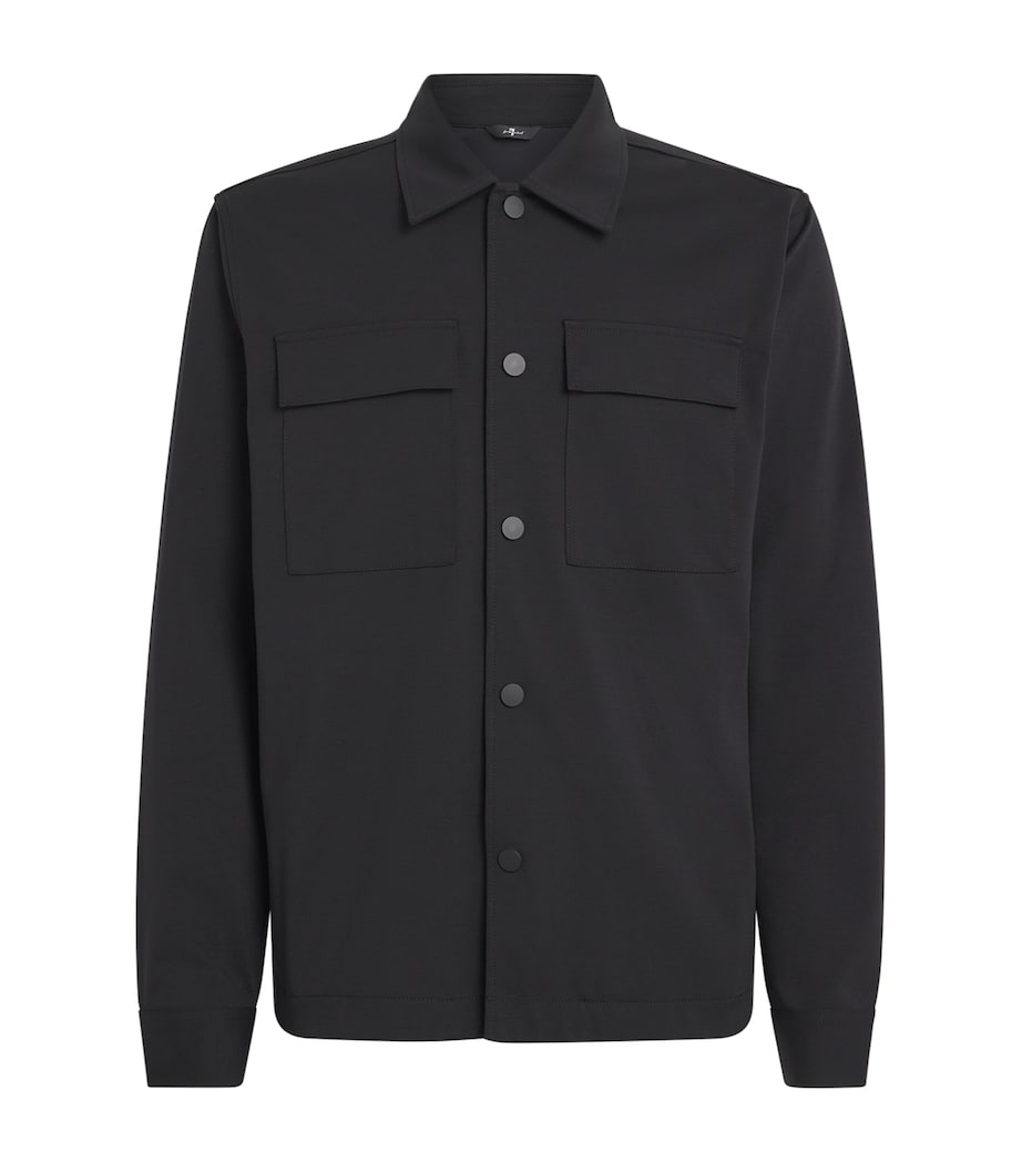 7 For All Mankind Mens Cotton-Blend Luxe Performance Overshirt Double Knit Bla Image 1