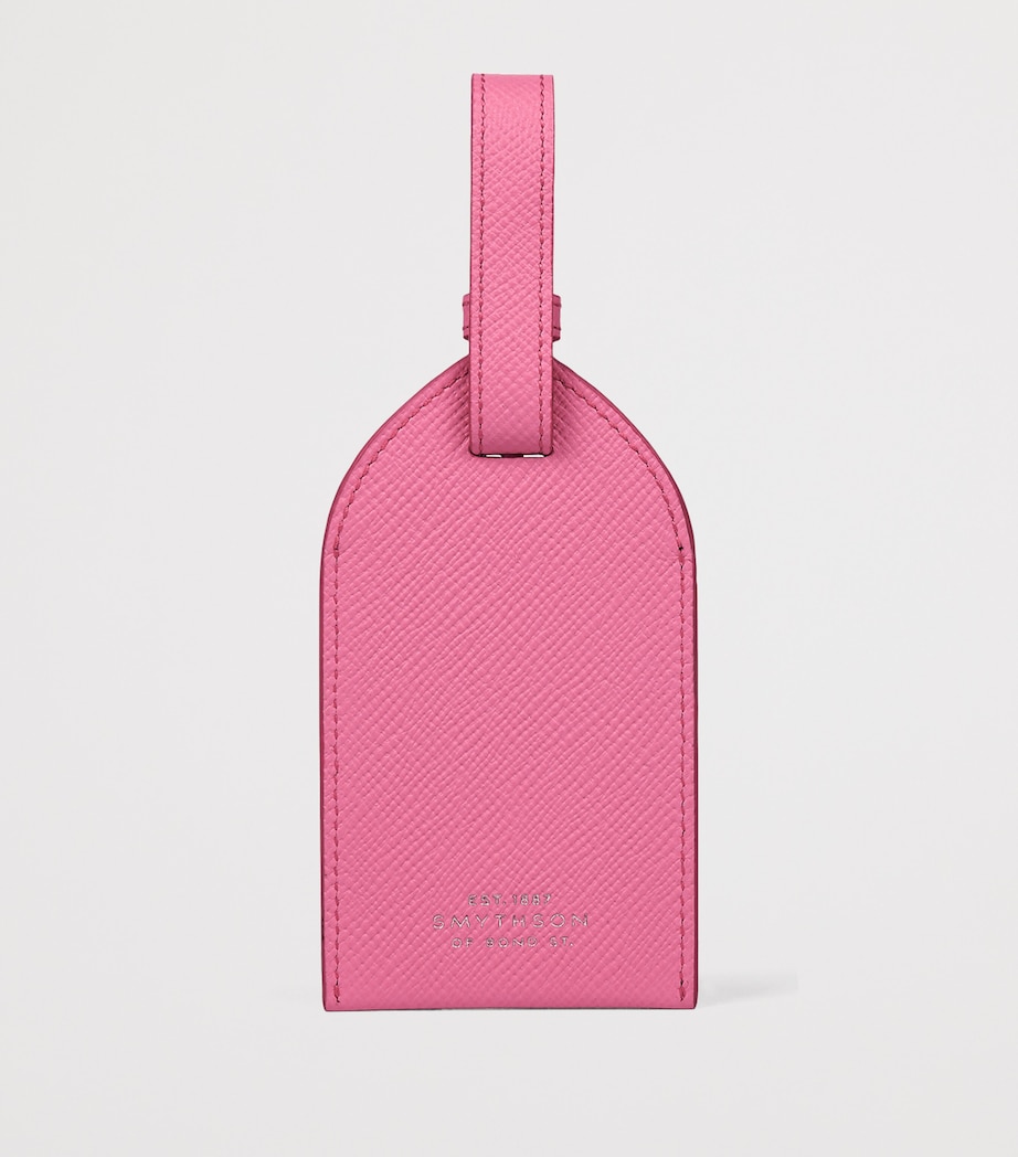 Smythson Panama Leather Luggage Tag Flamingo Image 3