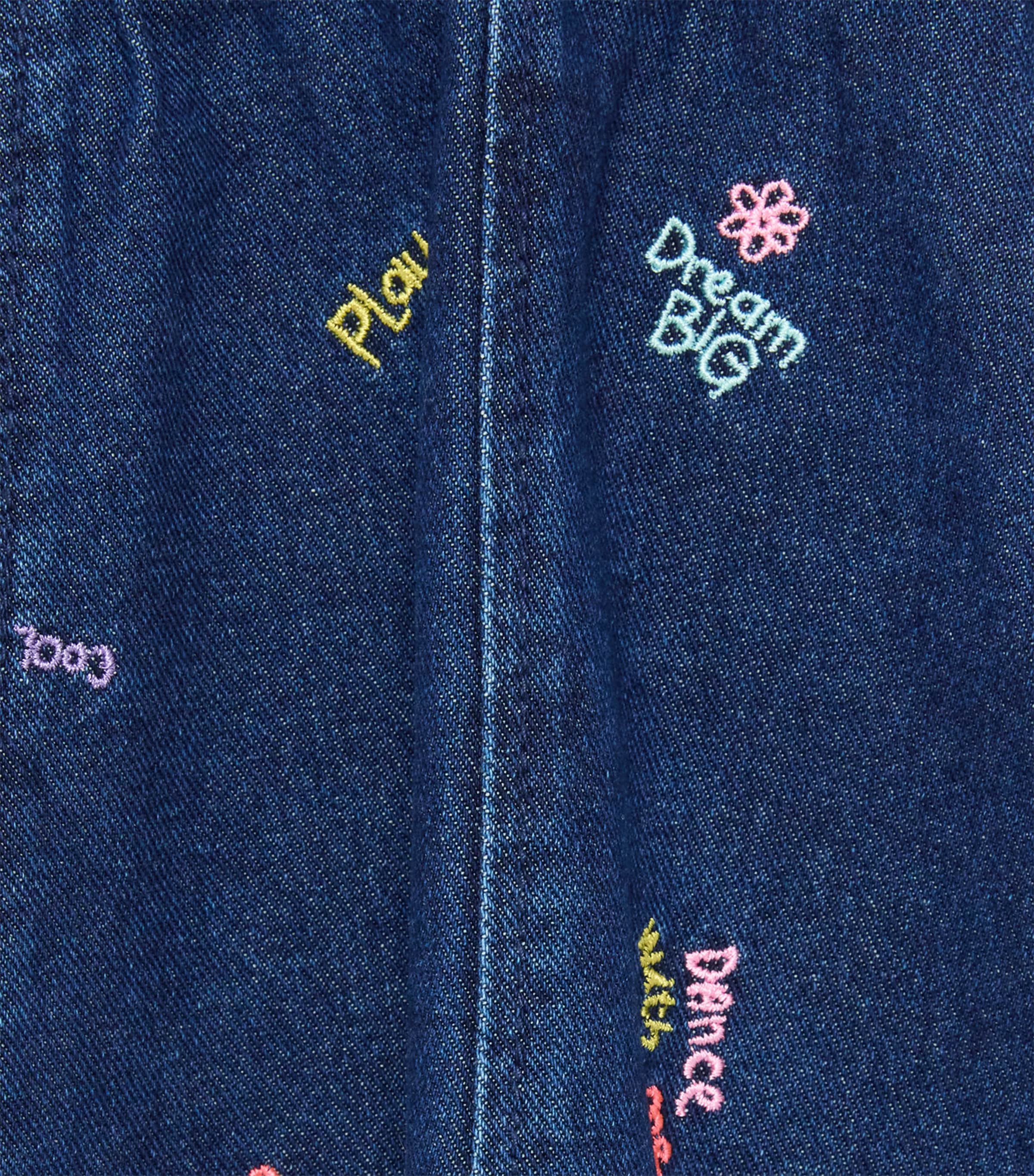 Billieblush Embroidered Slogan Skirt (2-12 Years) Denim Blue Image 3
