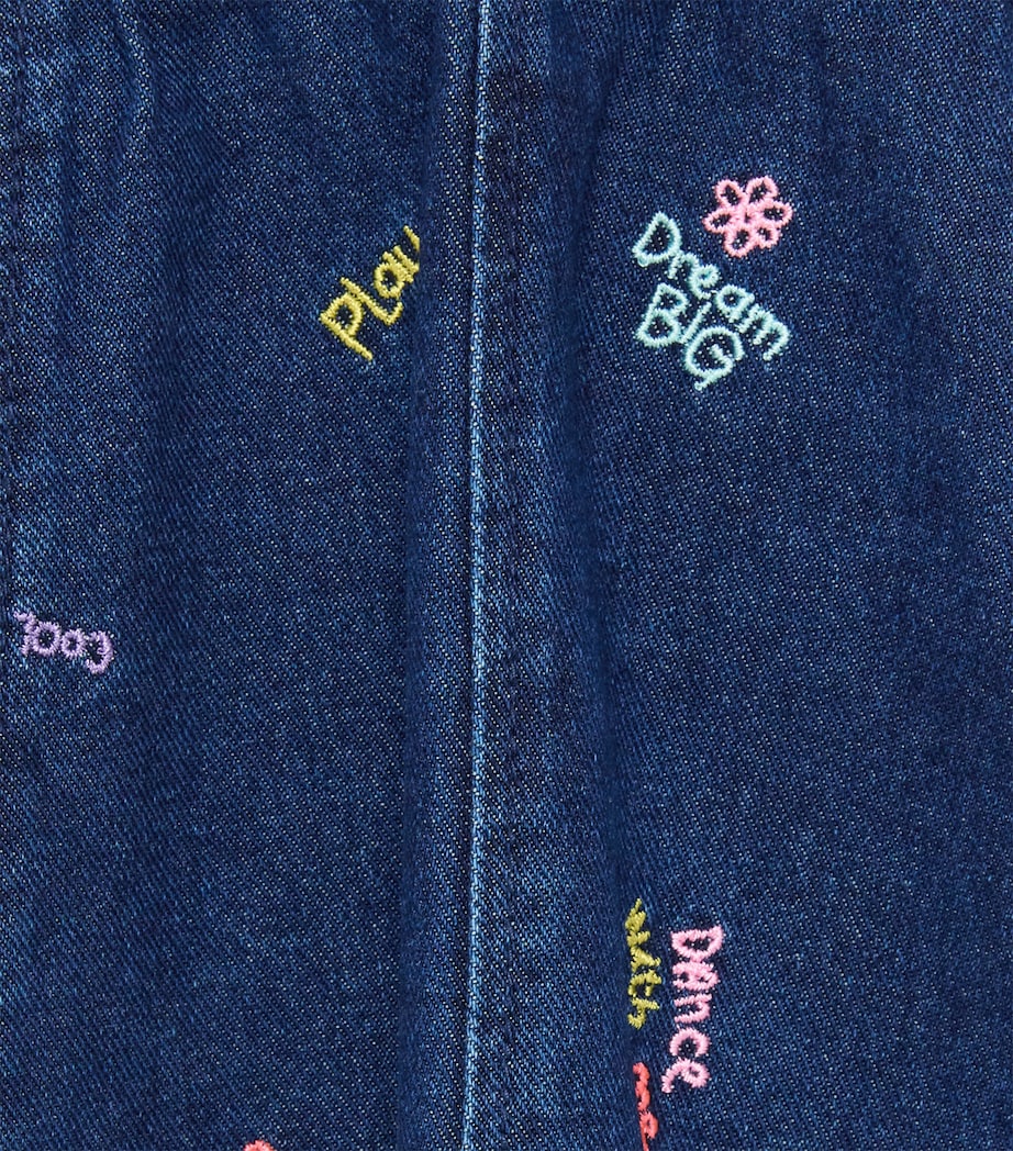 Billieblush Embroidered Slogan Skirt (2-12 Years) Denim Blue Image 3