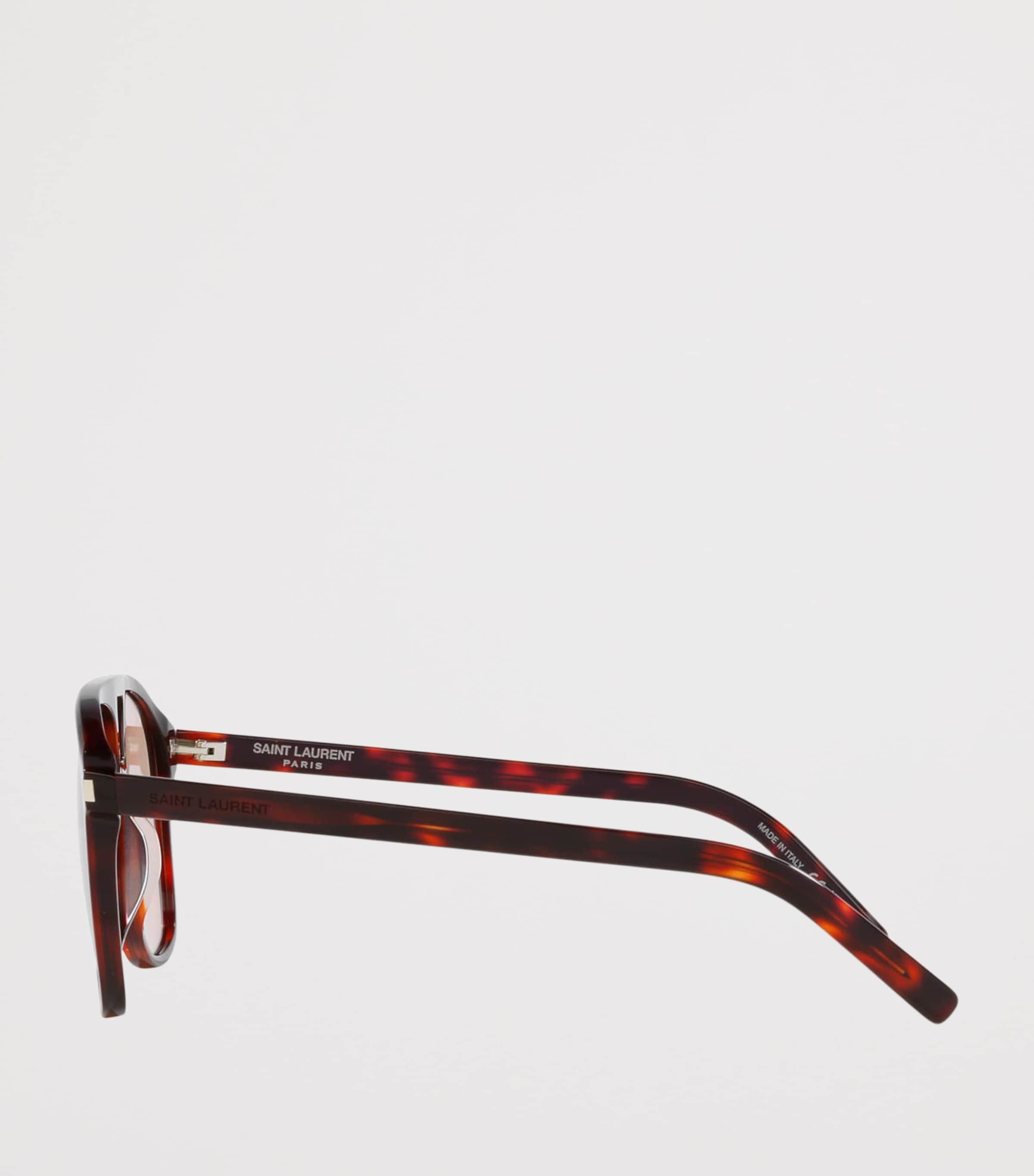 Saint Laurent Tortoiseshell SL 596 Dune Rectangular Sunglasses Brown Image 3
