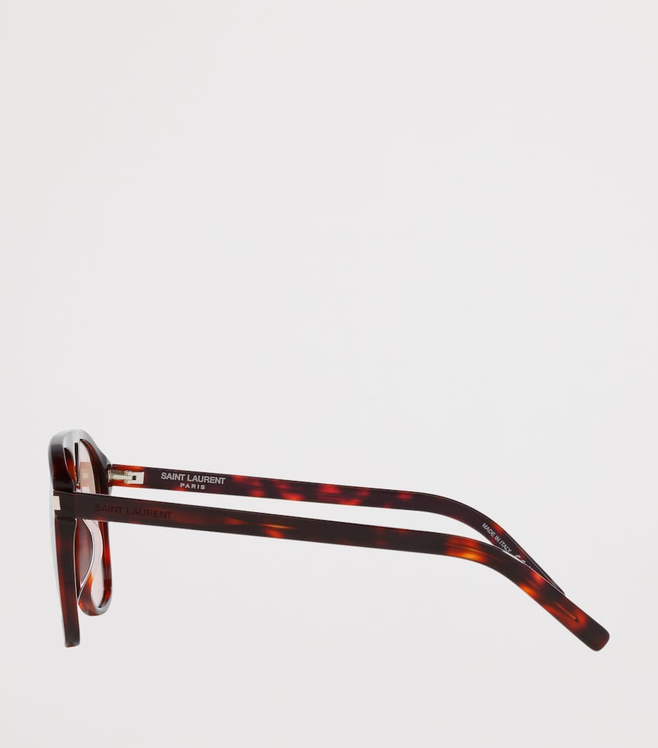 Saint Laurent Tortoiseshell SL 596 Dune Rectangular Sunglasses Brown Image 3