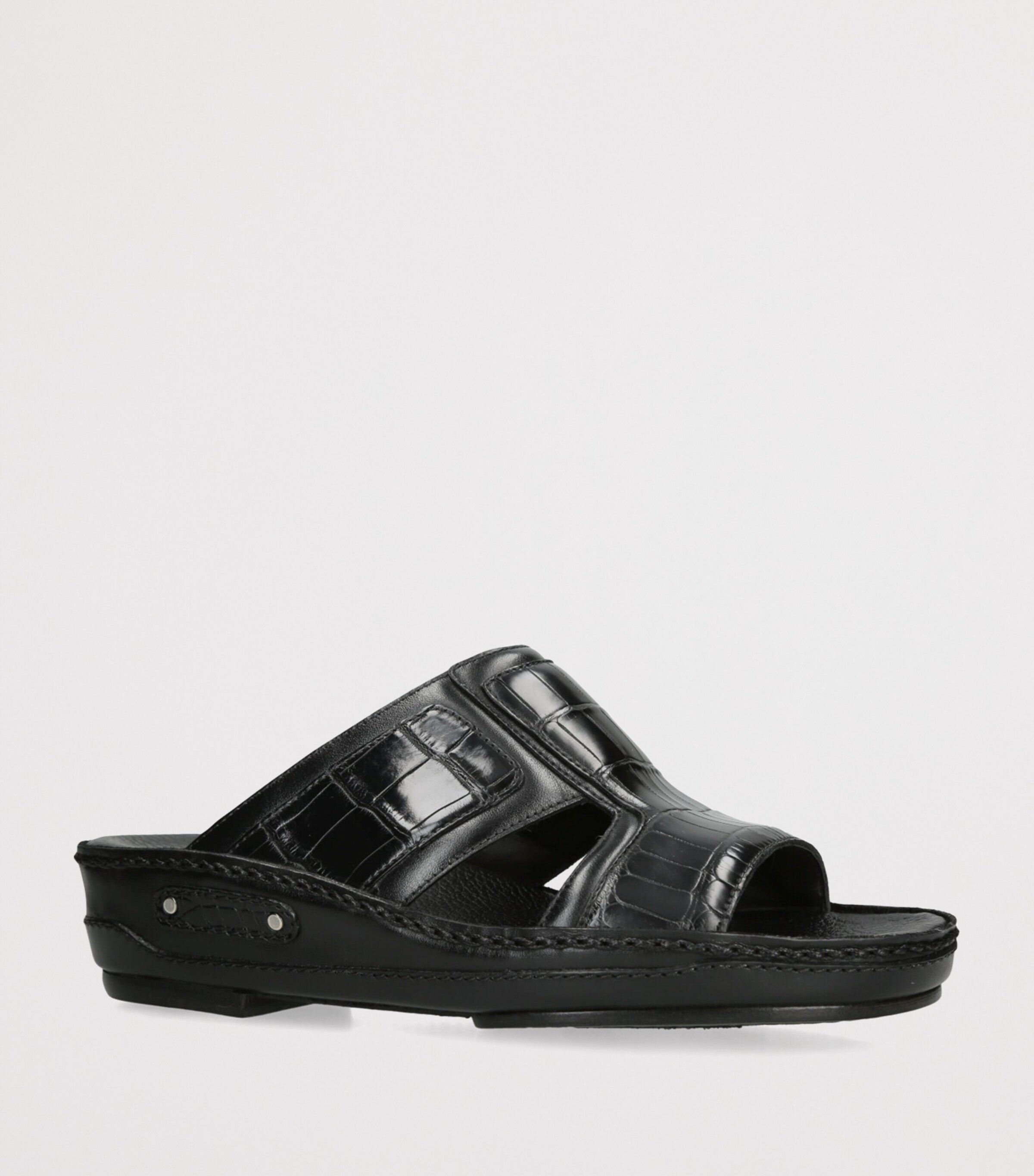 Brotini Alligator Leather Anticato Sandals Black Image 3