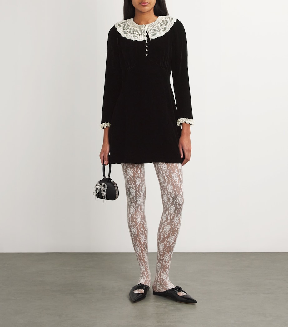 DEN Black Velvet Lace-Trim Lisbeth Mini Dress | Harrods US DEN Black Velvet Lace-Trim Lisbeth Mini Dress | Harrods US