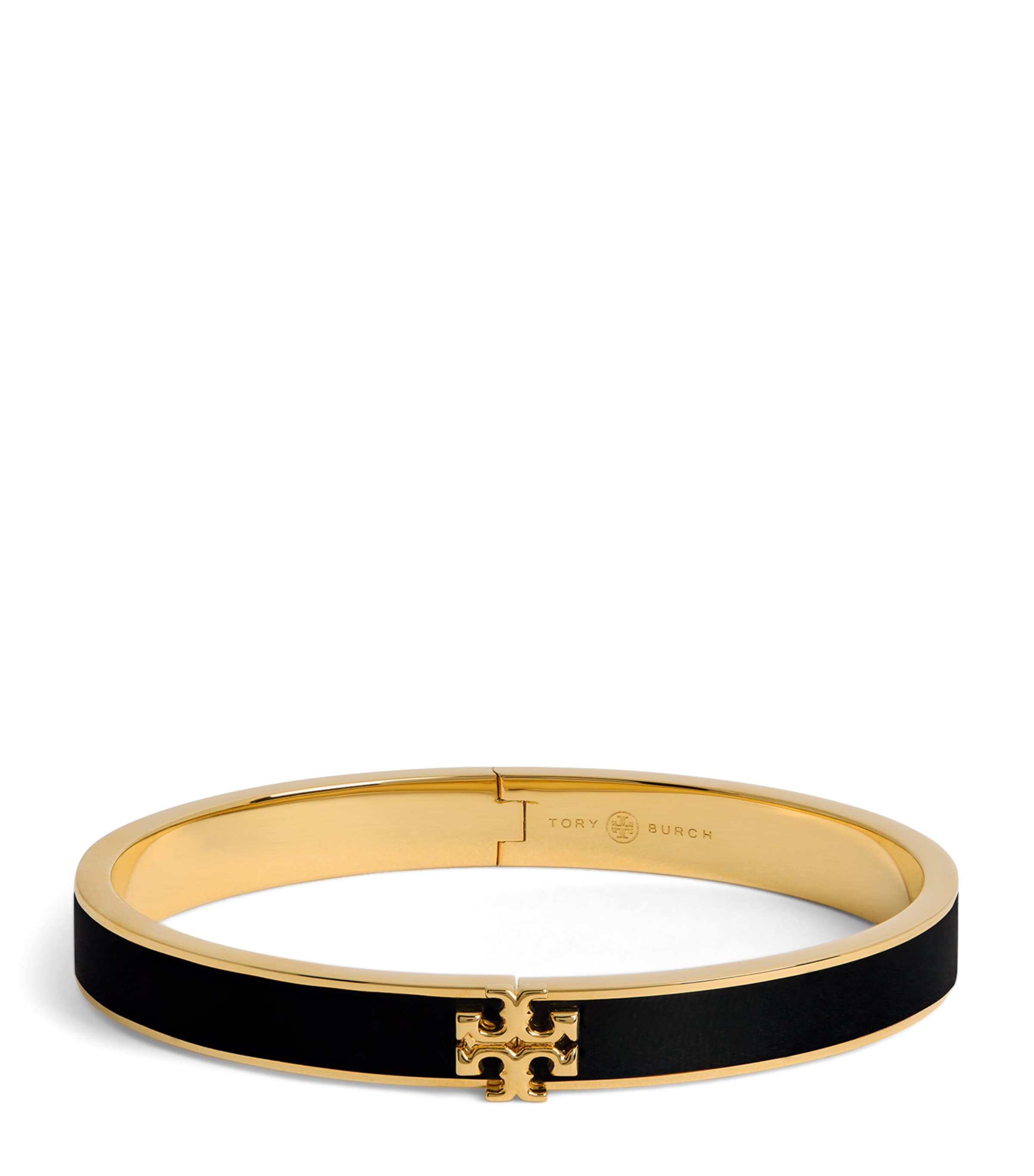 Tory Burch Enamel-trim Kira Hinge Bangle In Gold