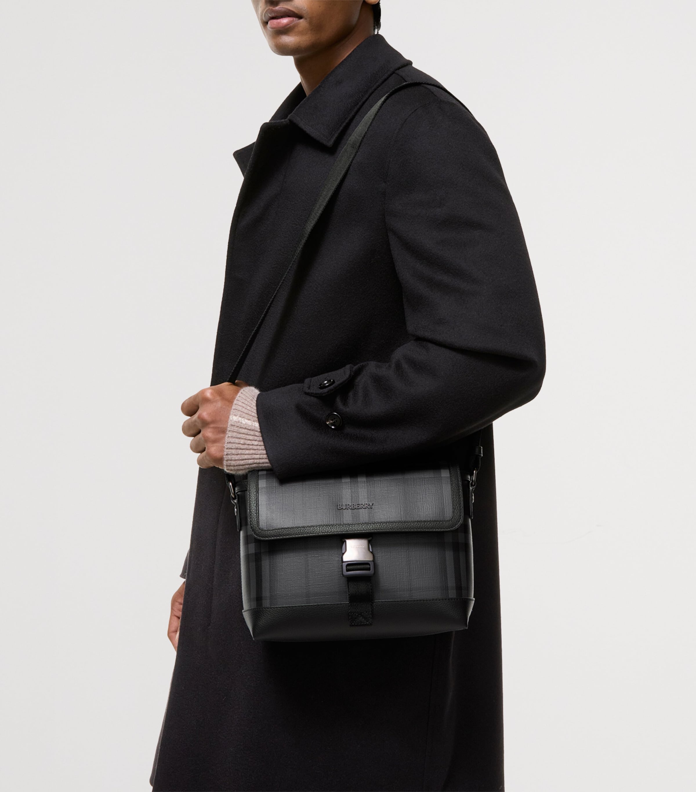 Burberry Small City Check Clip Messenger Bag Iron Image 2