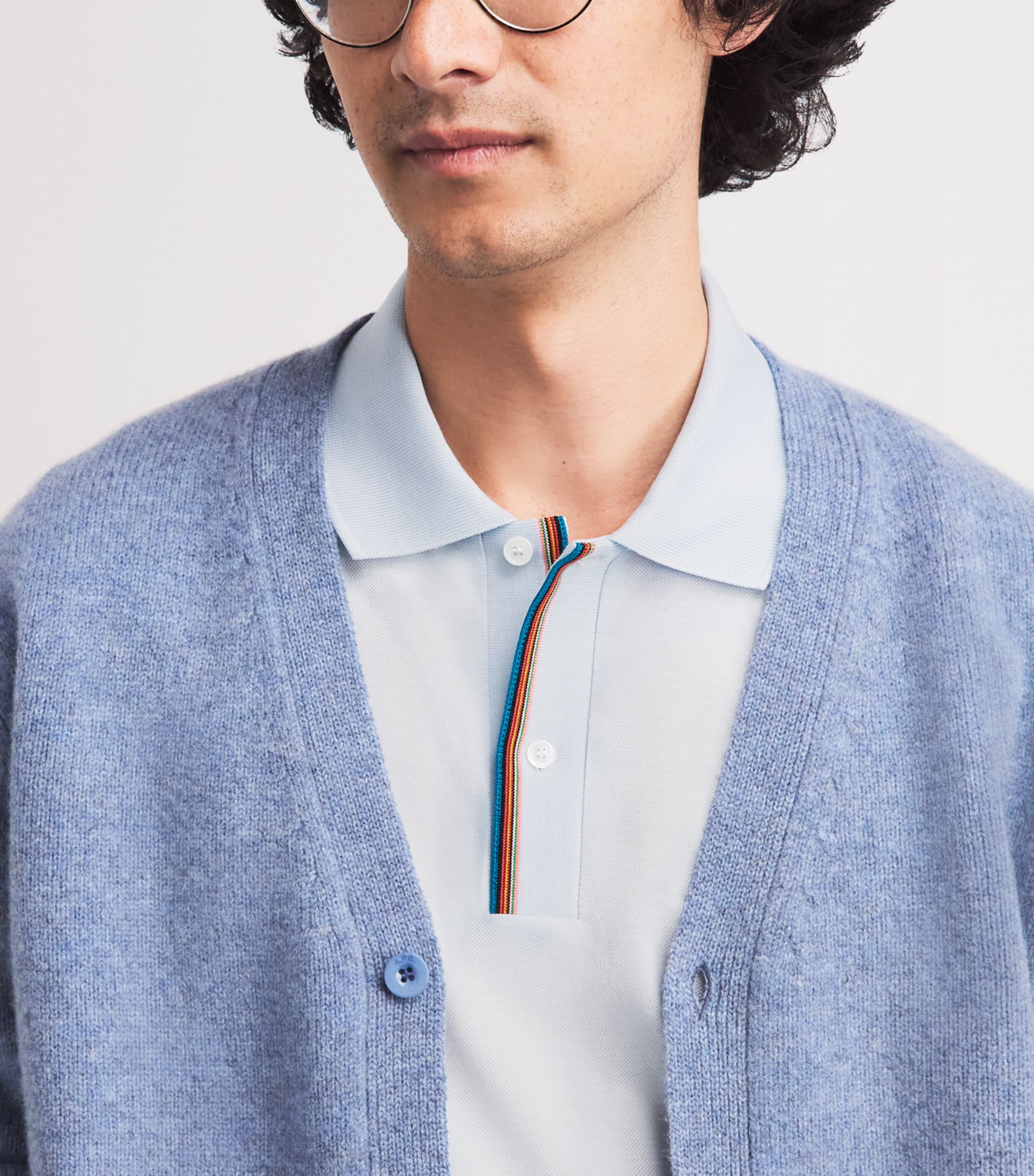 Paul Smith Mens Artist Stripe Polo Shirt Blue Image 3