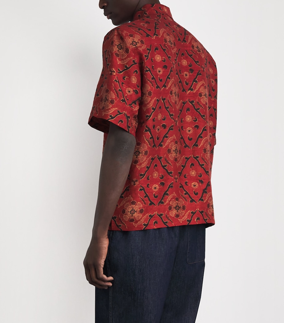 Kartik Research Mens Cotton Printed Short-Sleeve Shirt Red/ Black/ Burgundy Image 5