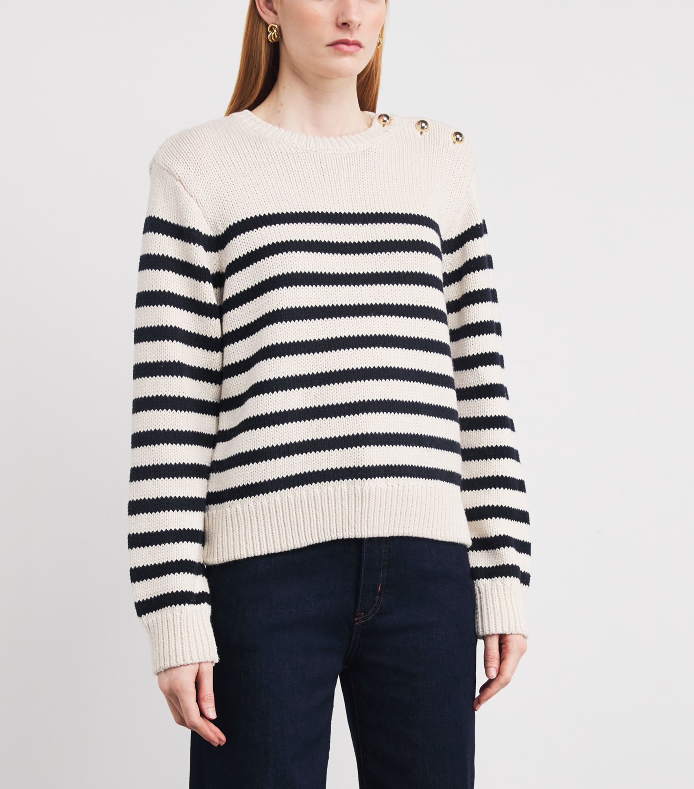 Wool Stripe Mariner Sweater CREAM Image 3