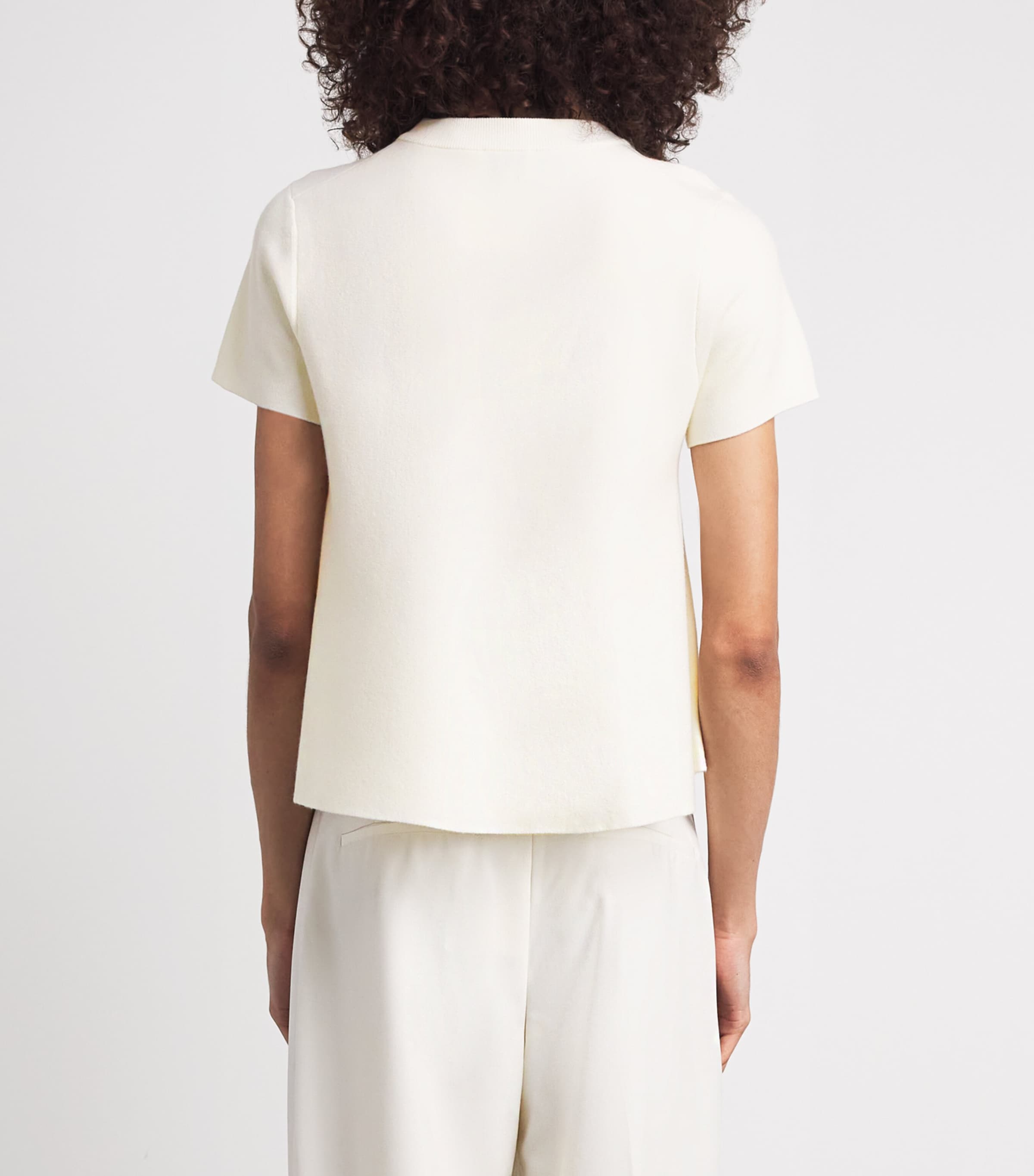 ME+EM Womens Stretch-Wool Ribbed T-Shirt Cream Image 5