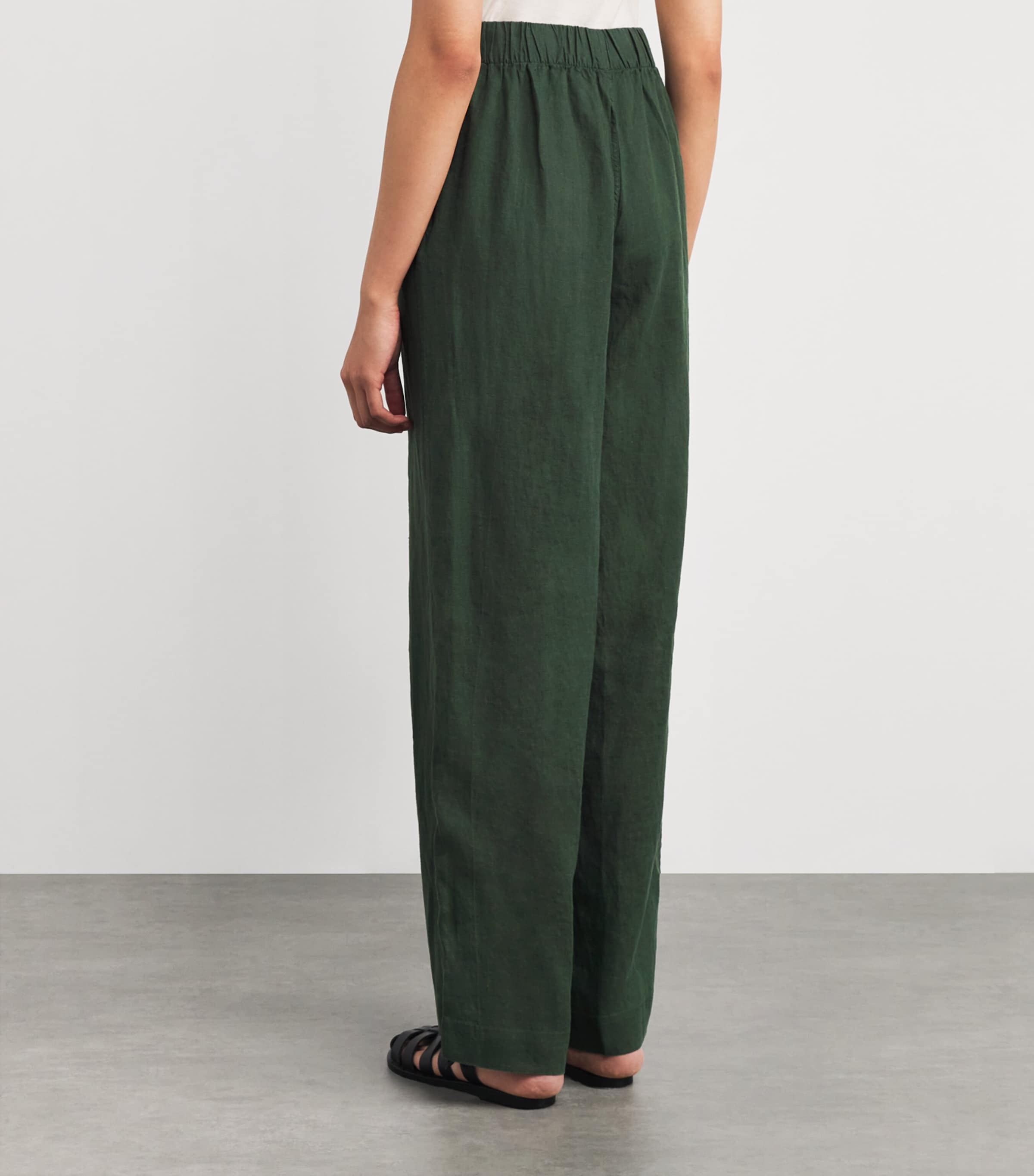 With Nothing Underneath Womens Linen The Palazzo Trousers Hunter Green Image 4