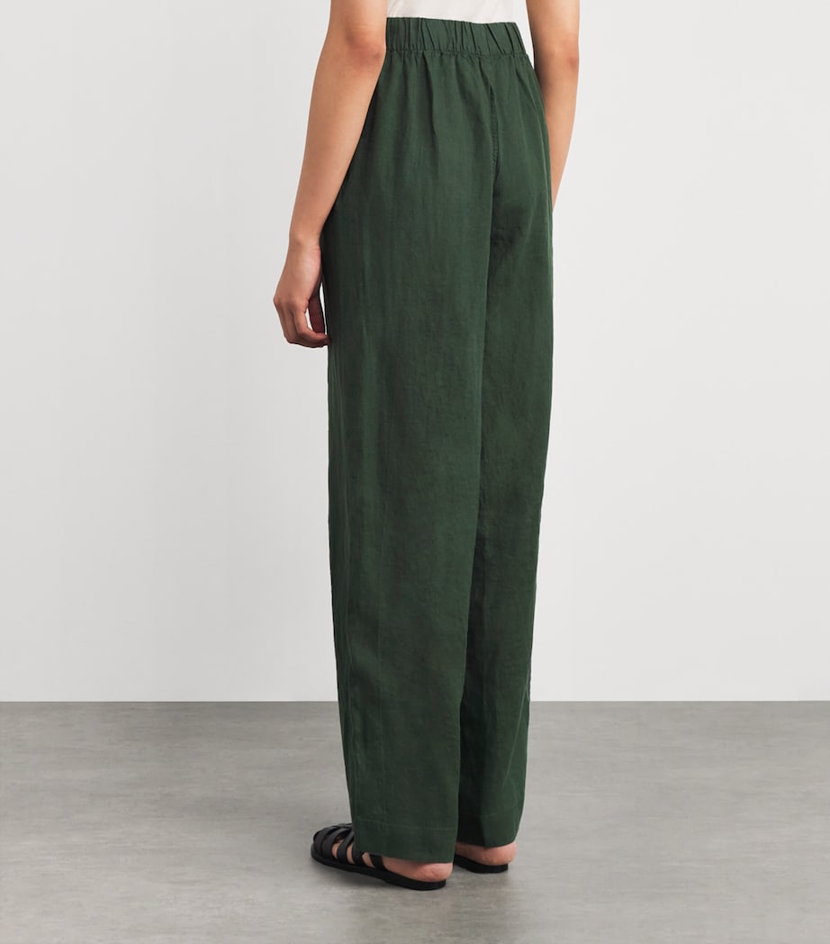 With Nothing Underneath Womens Linen The Palazzo Trousers Hunter Green Image 4
