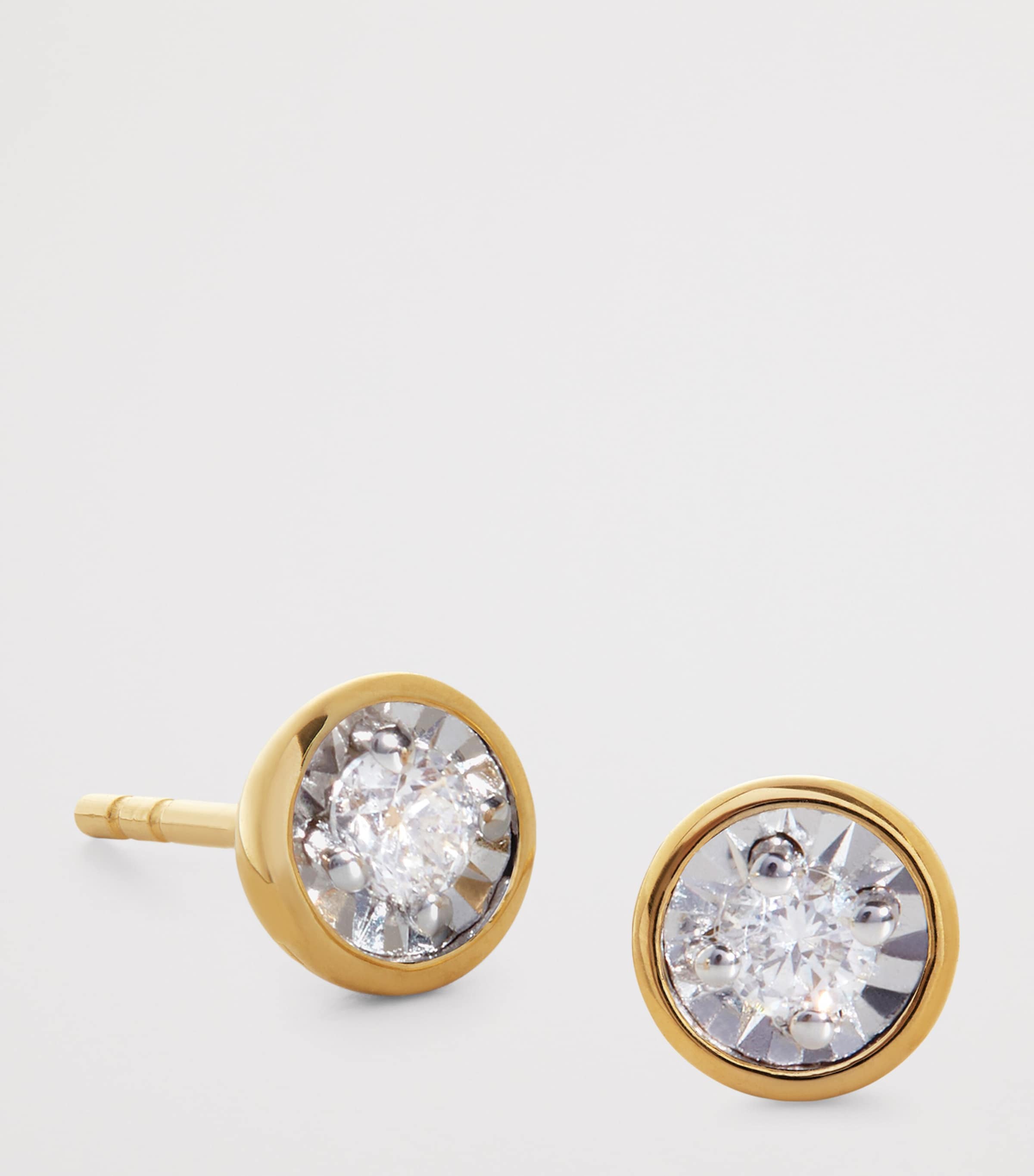 Monica Vinader Gold Vermeil and Diamond Essentials Solitaire Stud Earrings Gold Vermeil Image 2