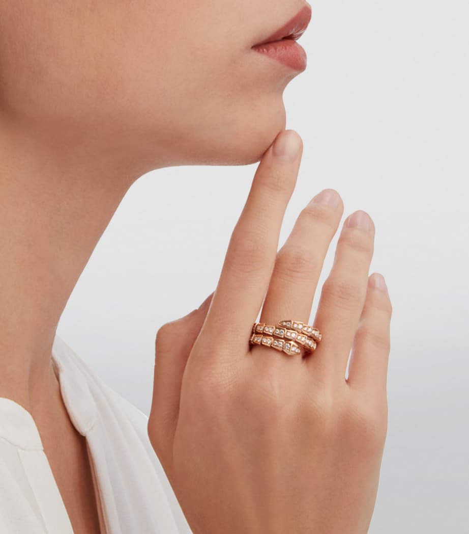 Rose Gold and Diamond Serpenti Viper Ring PINK GOLD Image 6