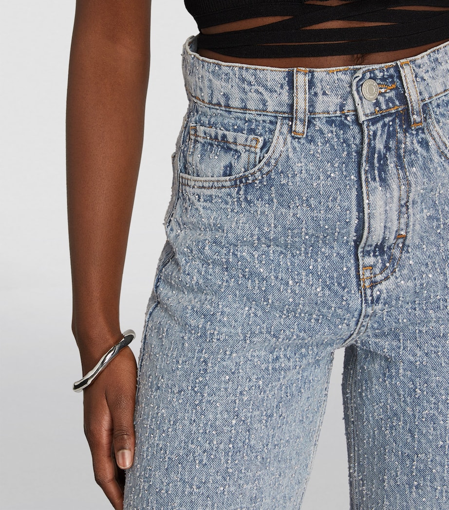 Maje Womens Crystal-Embellished Jeans Blue Image 6