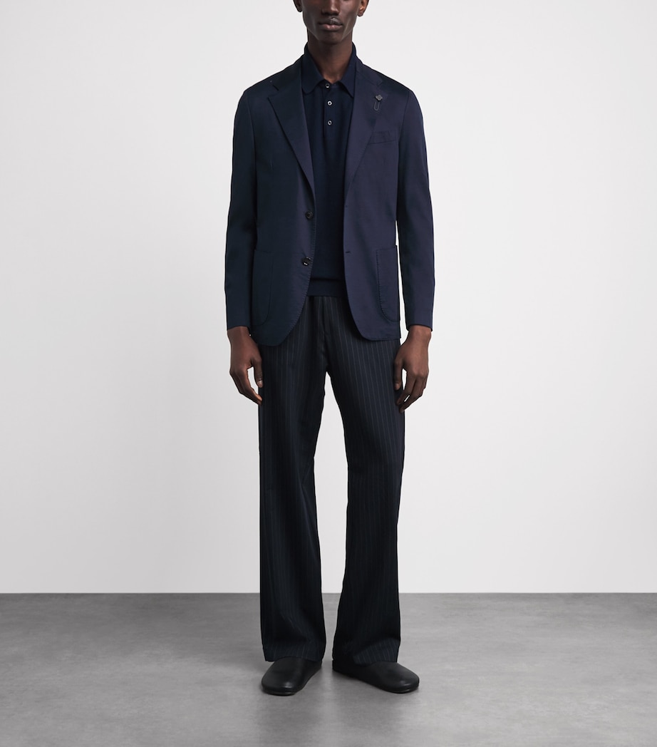 Lardini Mens Cotton Single-Breasted Blazer Navy Image 2