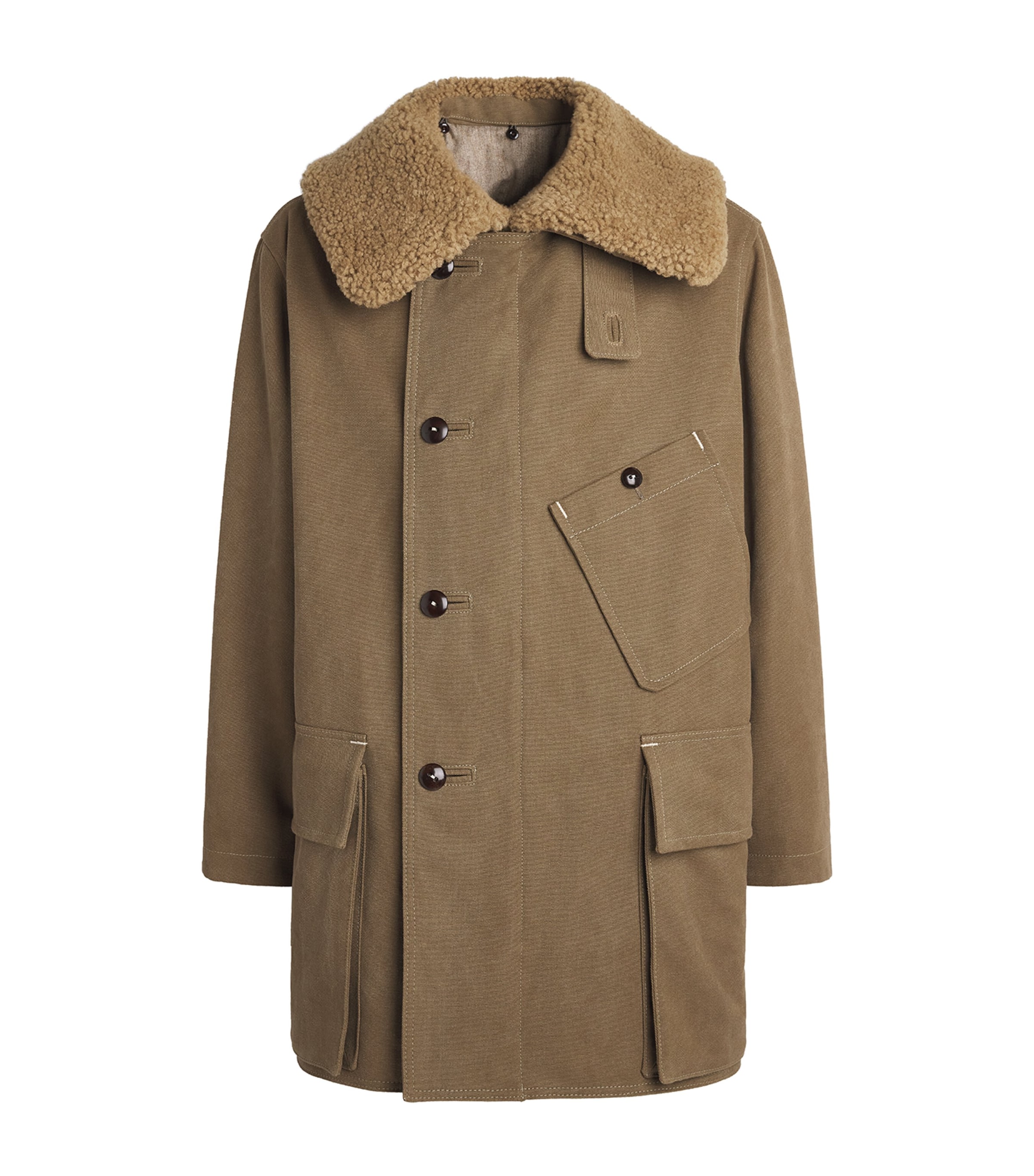Lemaire Mens Shearling Winter Parka Sisal Image 1