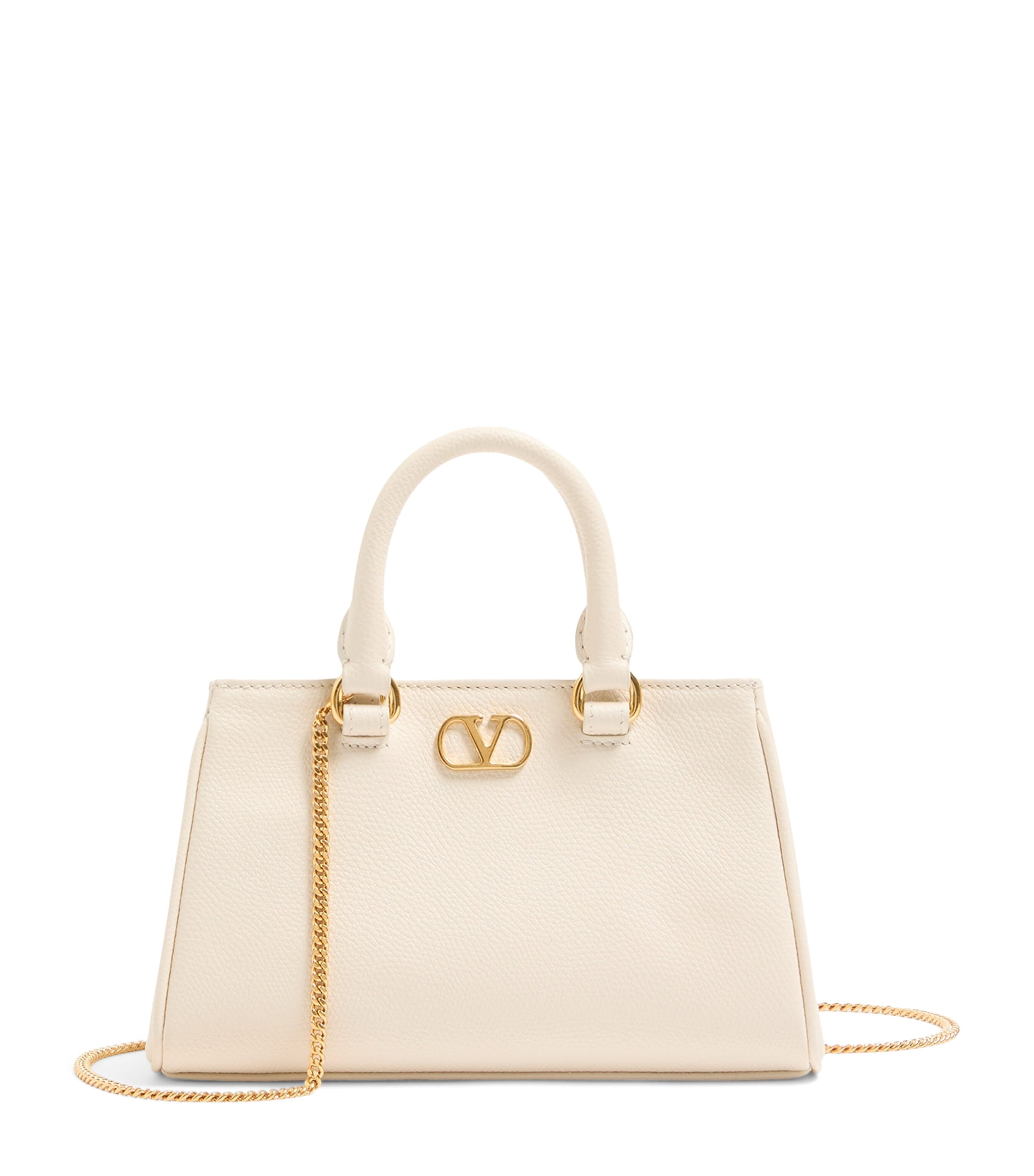 Valentino Garavani White Mini Leather VLogo Signature Top-Handle