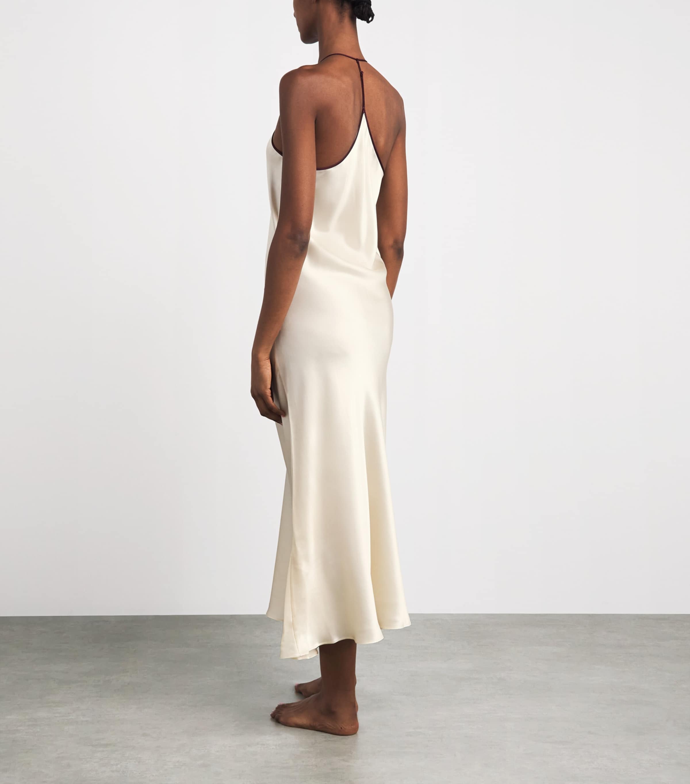Olivia von Halle Womens Silk Gala Slip Midi Dress Bone Image 4