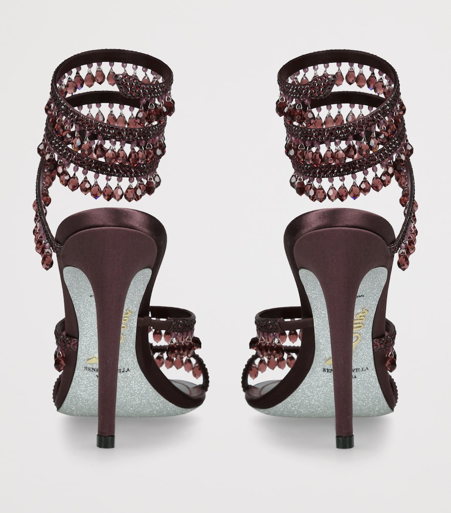 René Caovilla Jewelled Leather Chandelier Sandals 105 Wine Comb Image 4