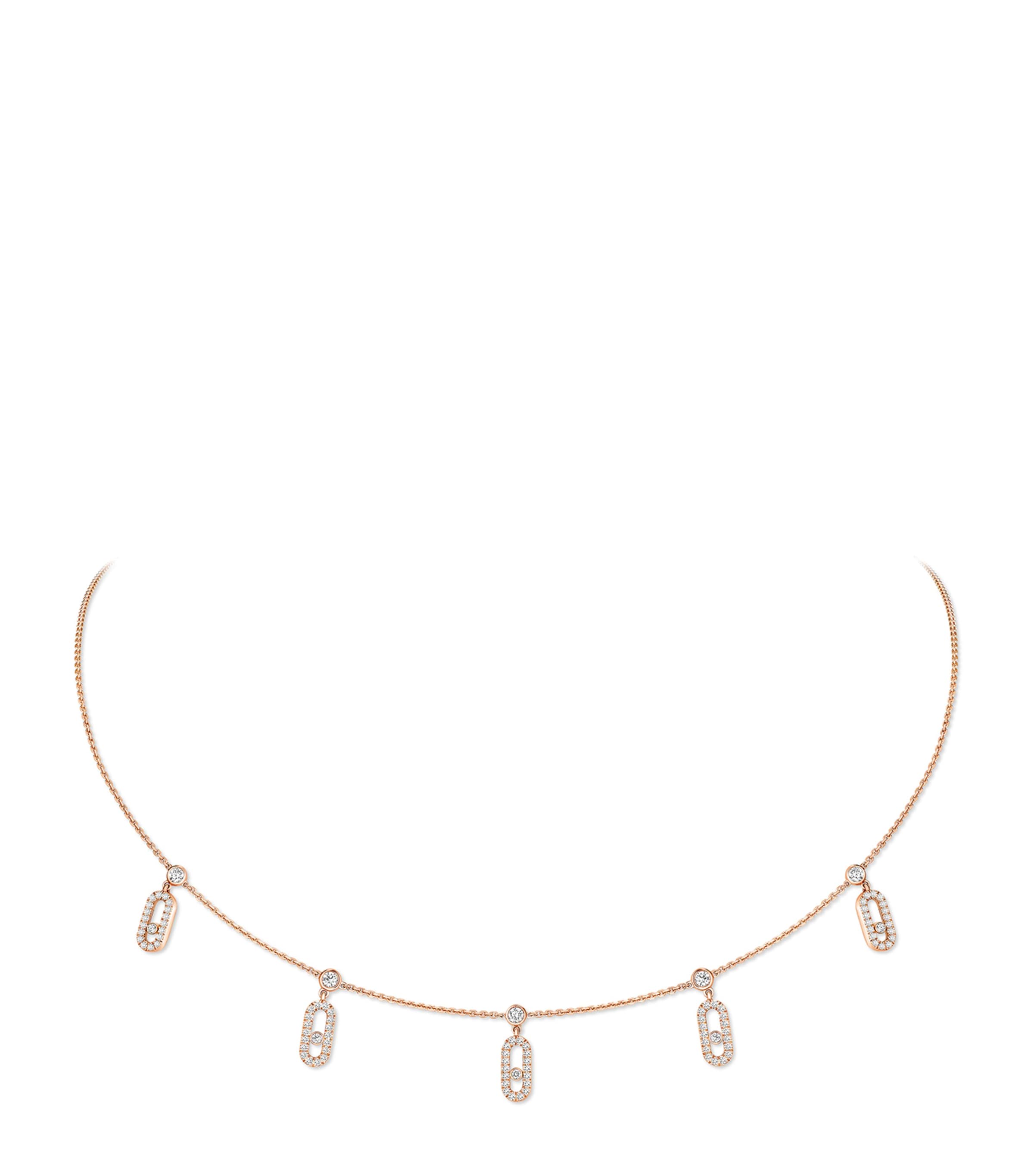 Messika Move Uno Pink Gold and Diamond Pavé Necklace (0.61ct) Pink Gold Image 1
