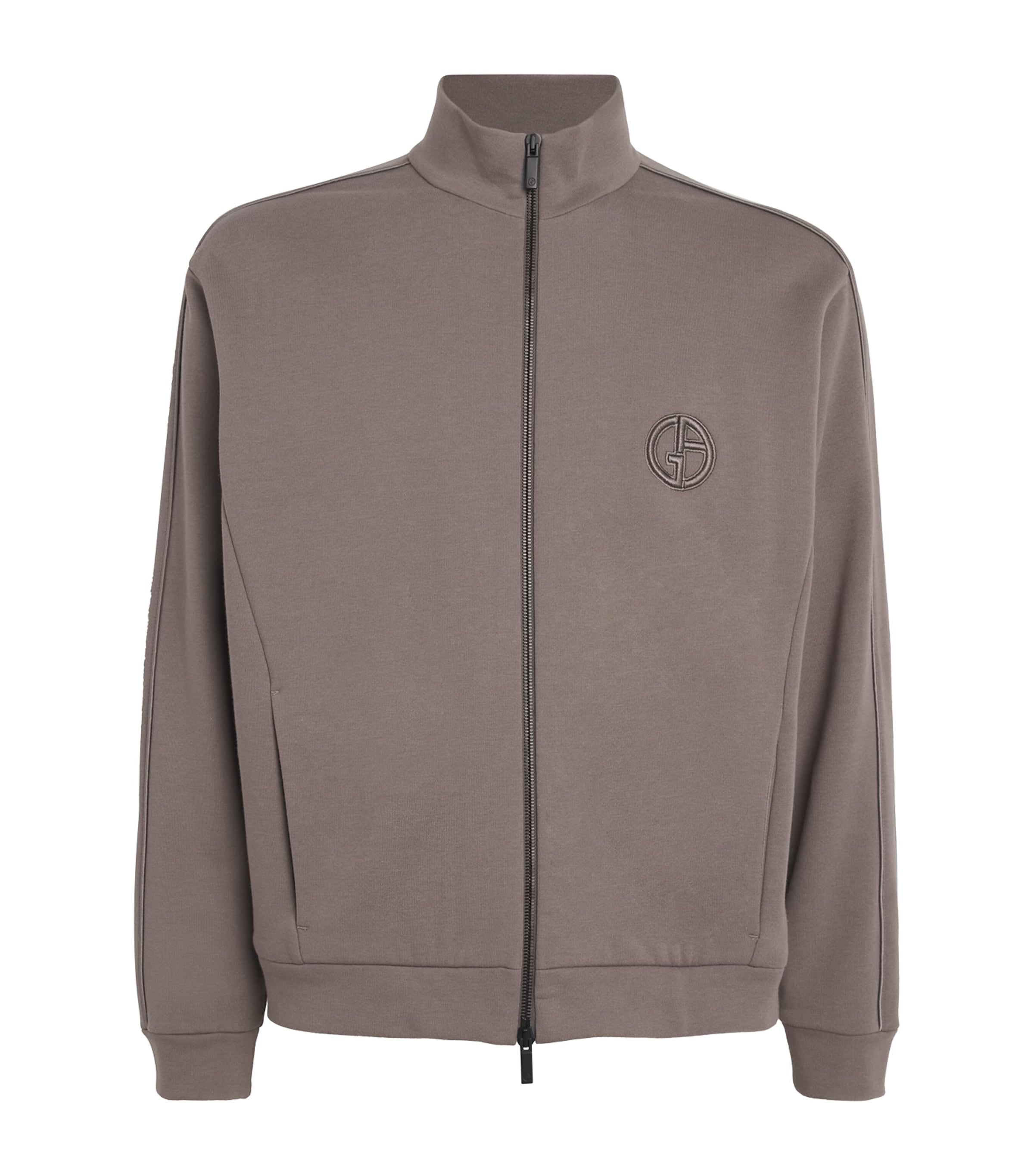 Giorgio Armani Cotton-cashmere Zip-up Logo Track Jacket In White